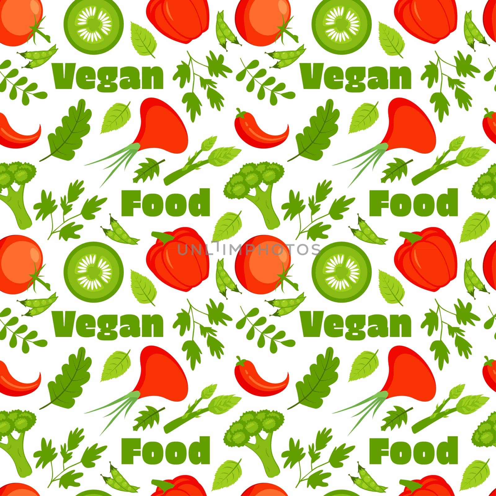 Vegetarian, Fruit and Vegetables Seamless Pattern Design with Fresh, Organic and Natural Food in Hand Drawn Flat Cartoon Background Illustration