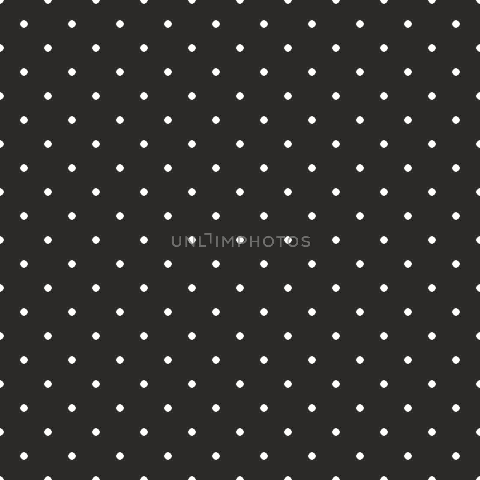 Seamless vector pattern with white polka dots on black background. For kids background, web design, blog, desktop wallpaper, backgrounds, arts and scrapbooks.