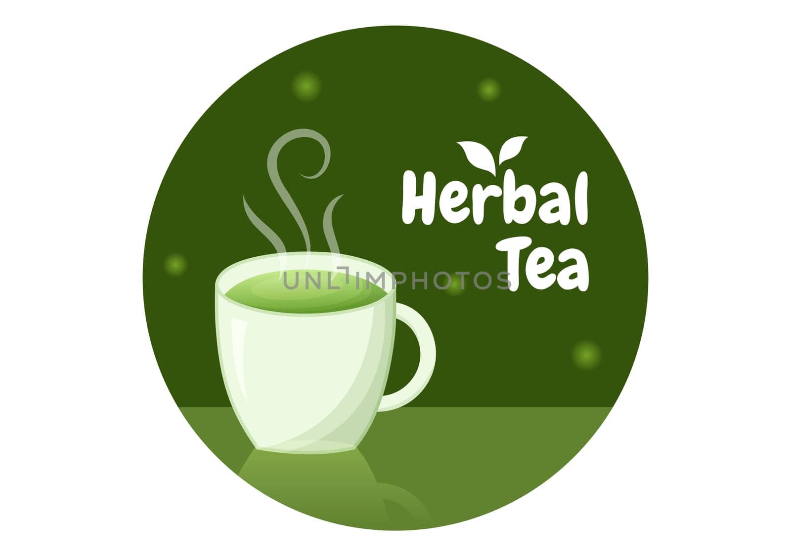 Herbal Tea with Chamomile Leaves of Health Drink Green to Increase Endurance in Template Hand Drawn Cartoon Flat Background Illustration