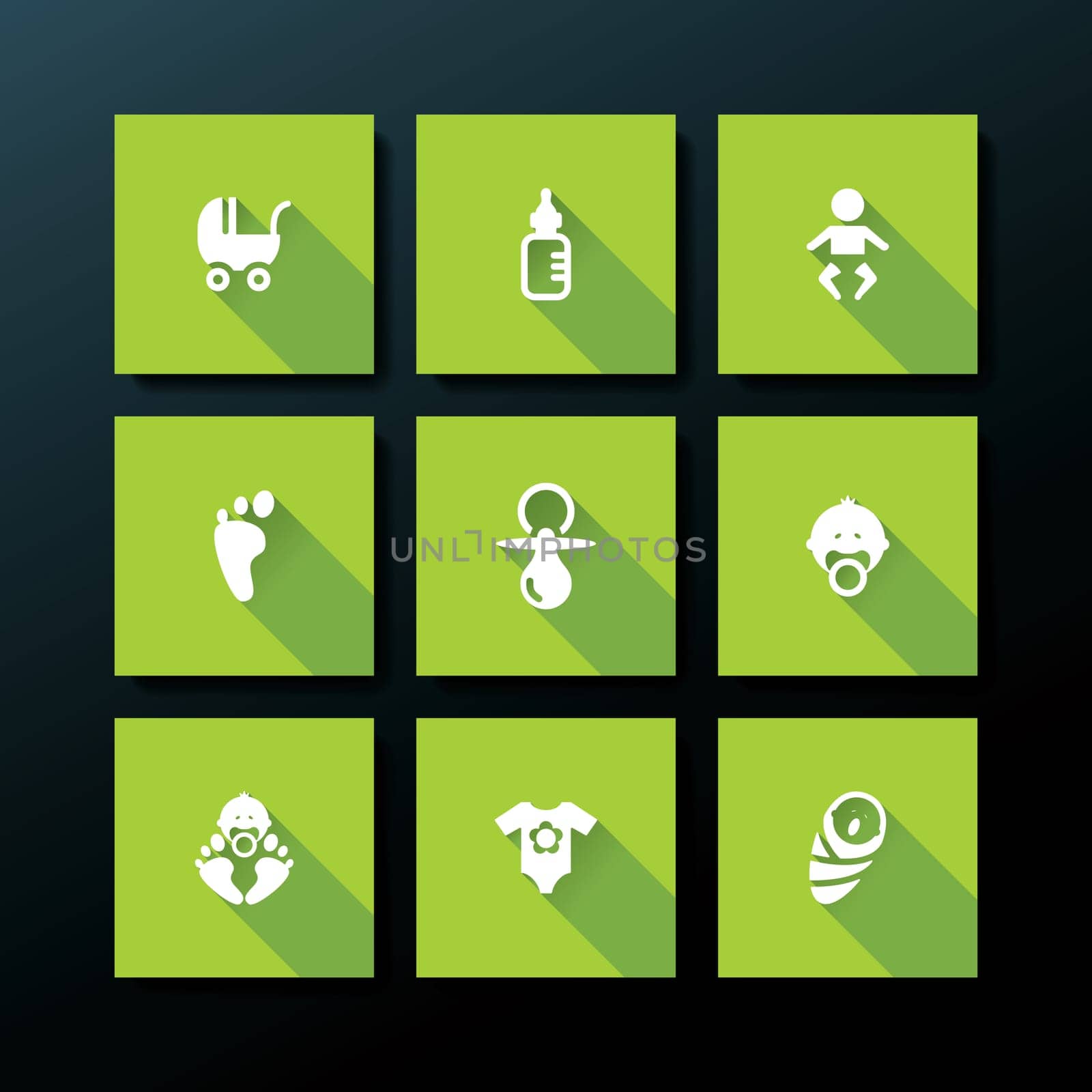 Flat baby icon set - vector illustration