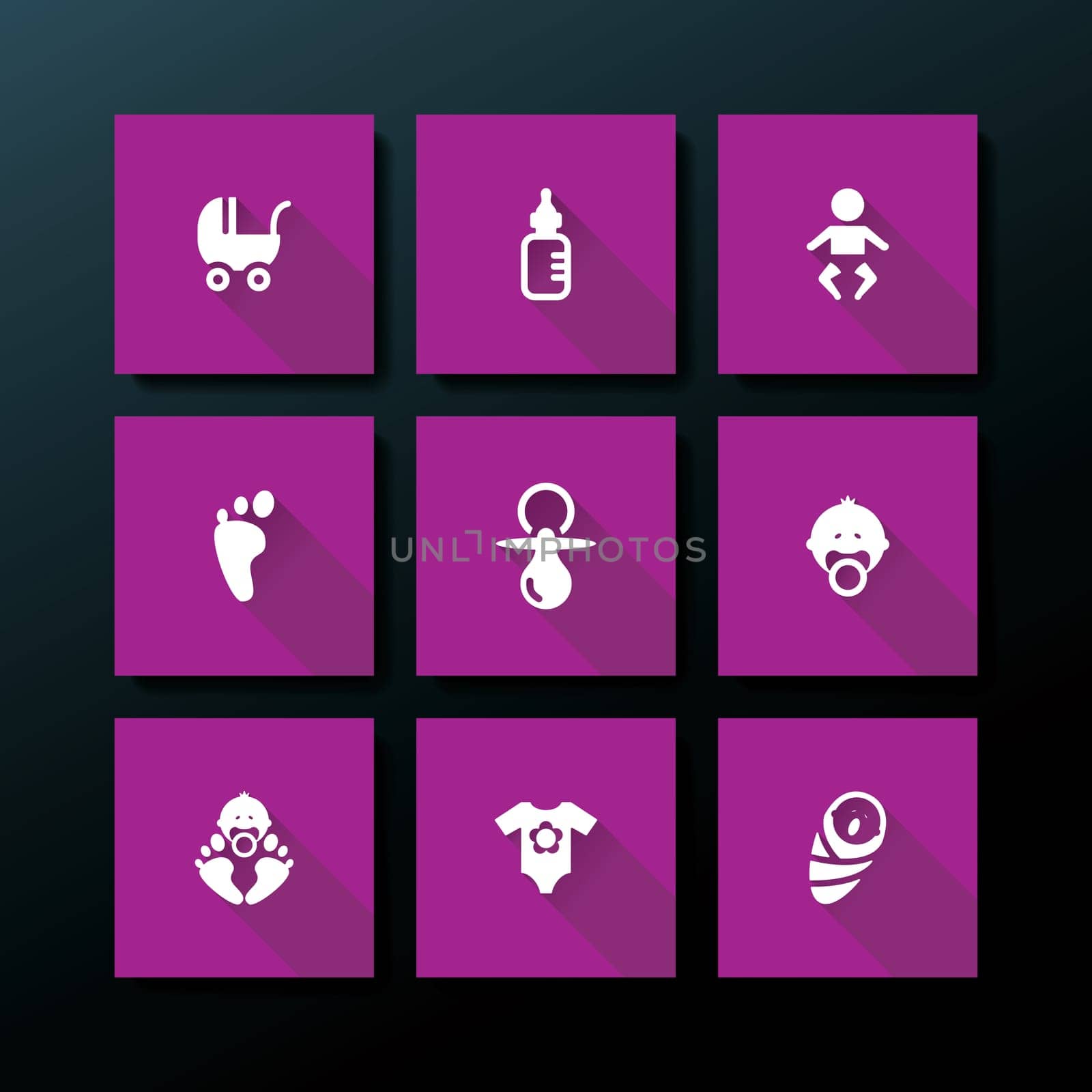 Flat baby icon set - vector illustration