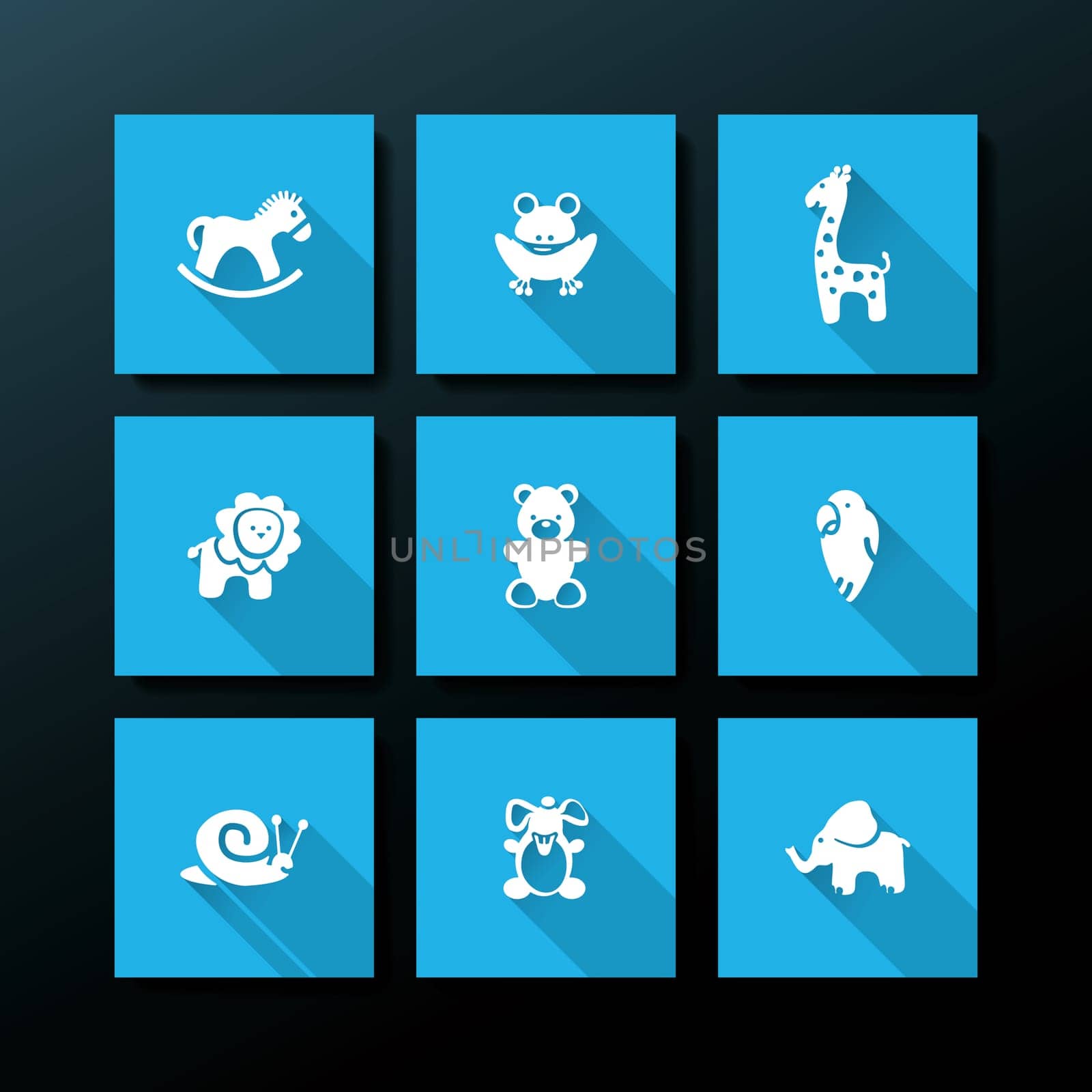 Flat baby toy icon set - vector illustration