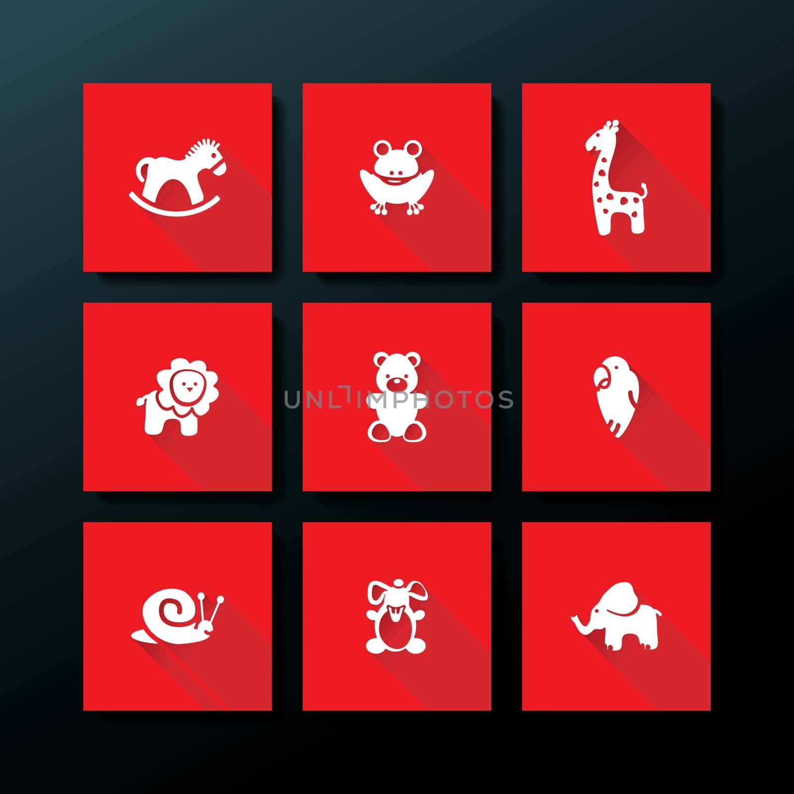 Flat baby toy icon set - vector illustration