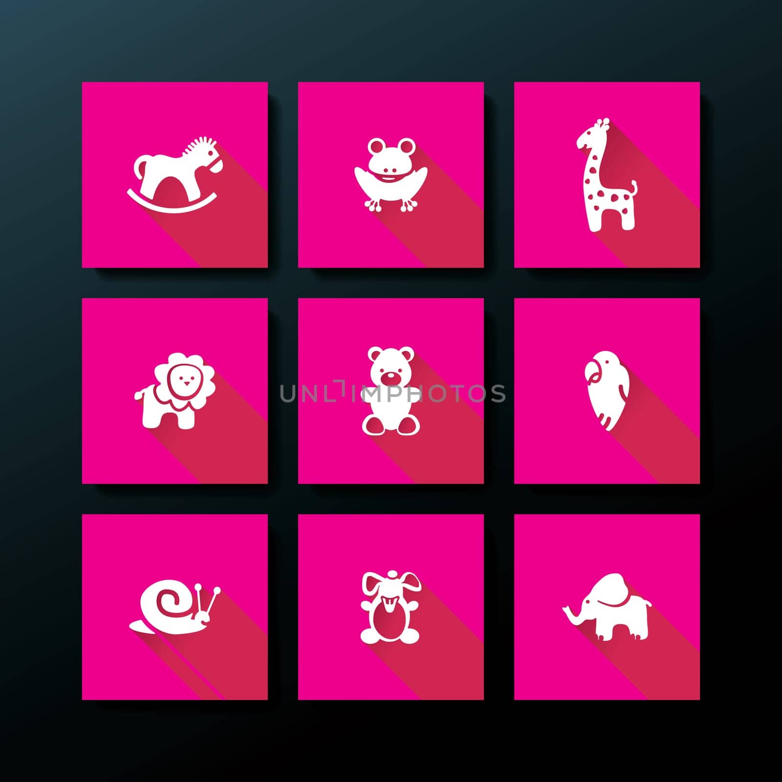 Flat baby toy icon set - vector illustration