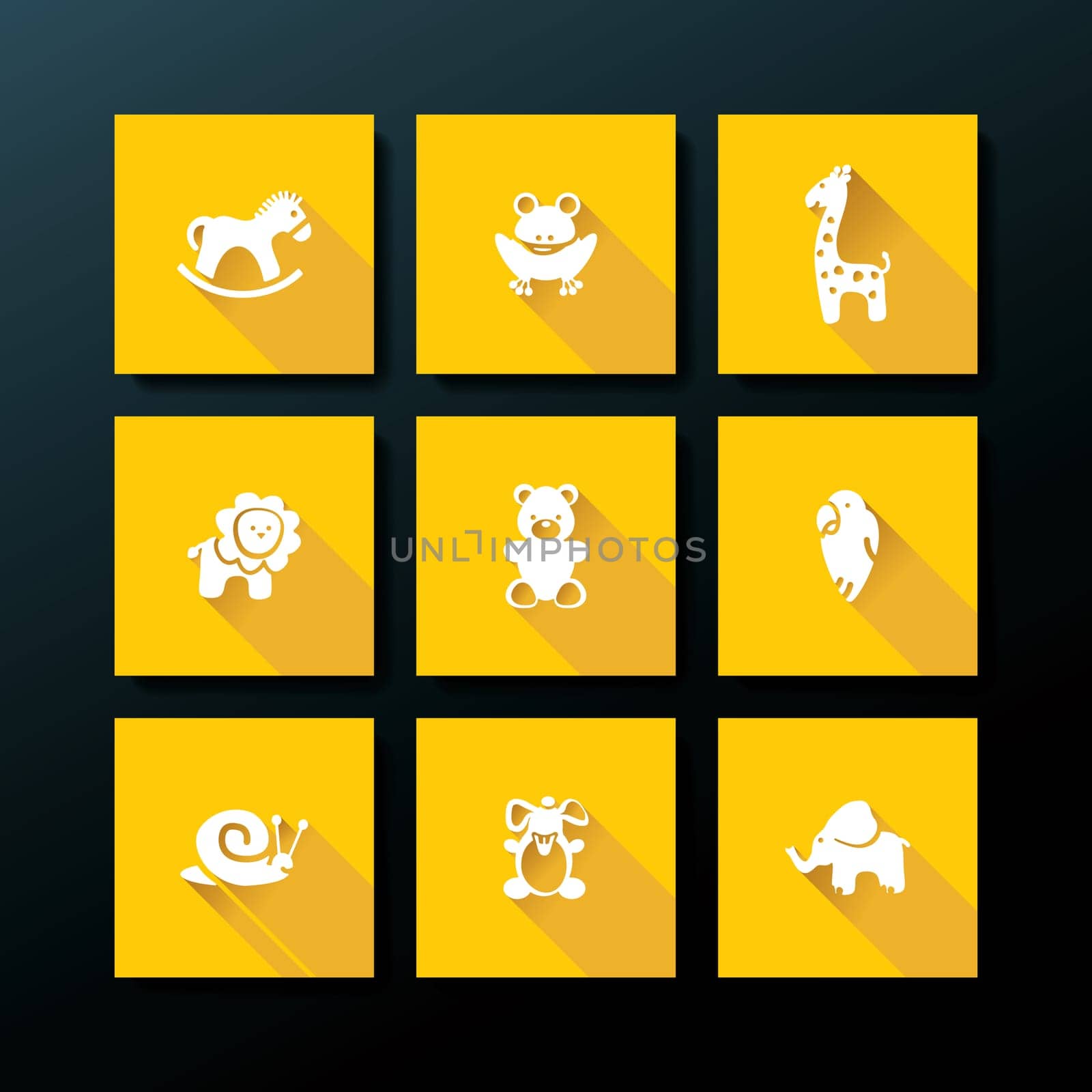 Flat baby toy icon set - vector illustration