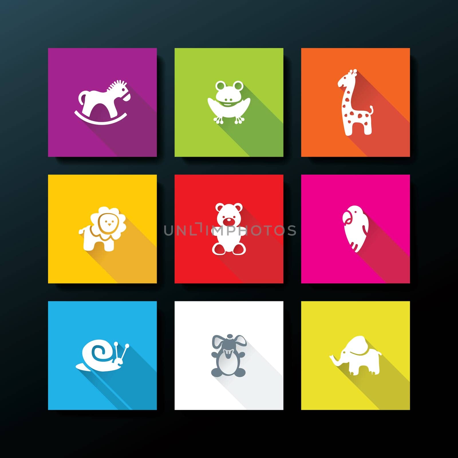 Flat baby toy icon set - vector illustration