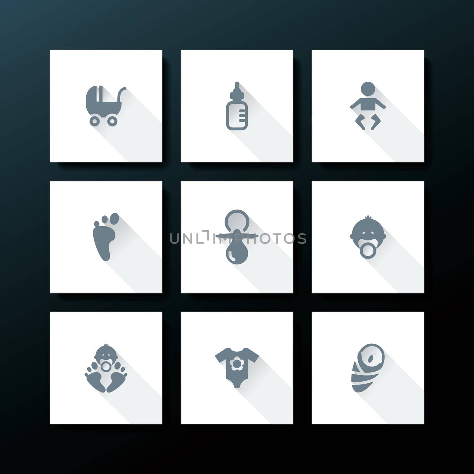 Flat baby icon set - vector illustration
