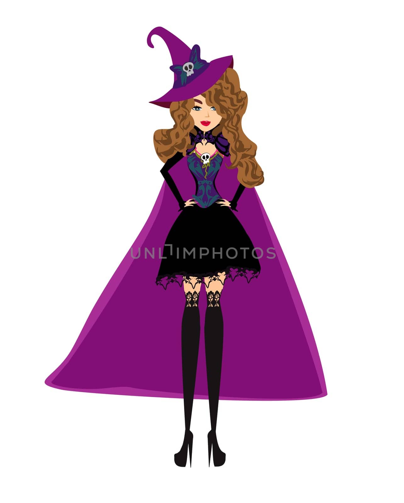 elegant girl in a sexy witch costume