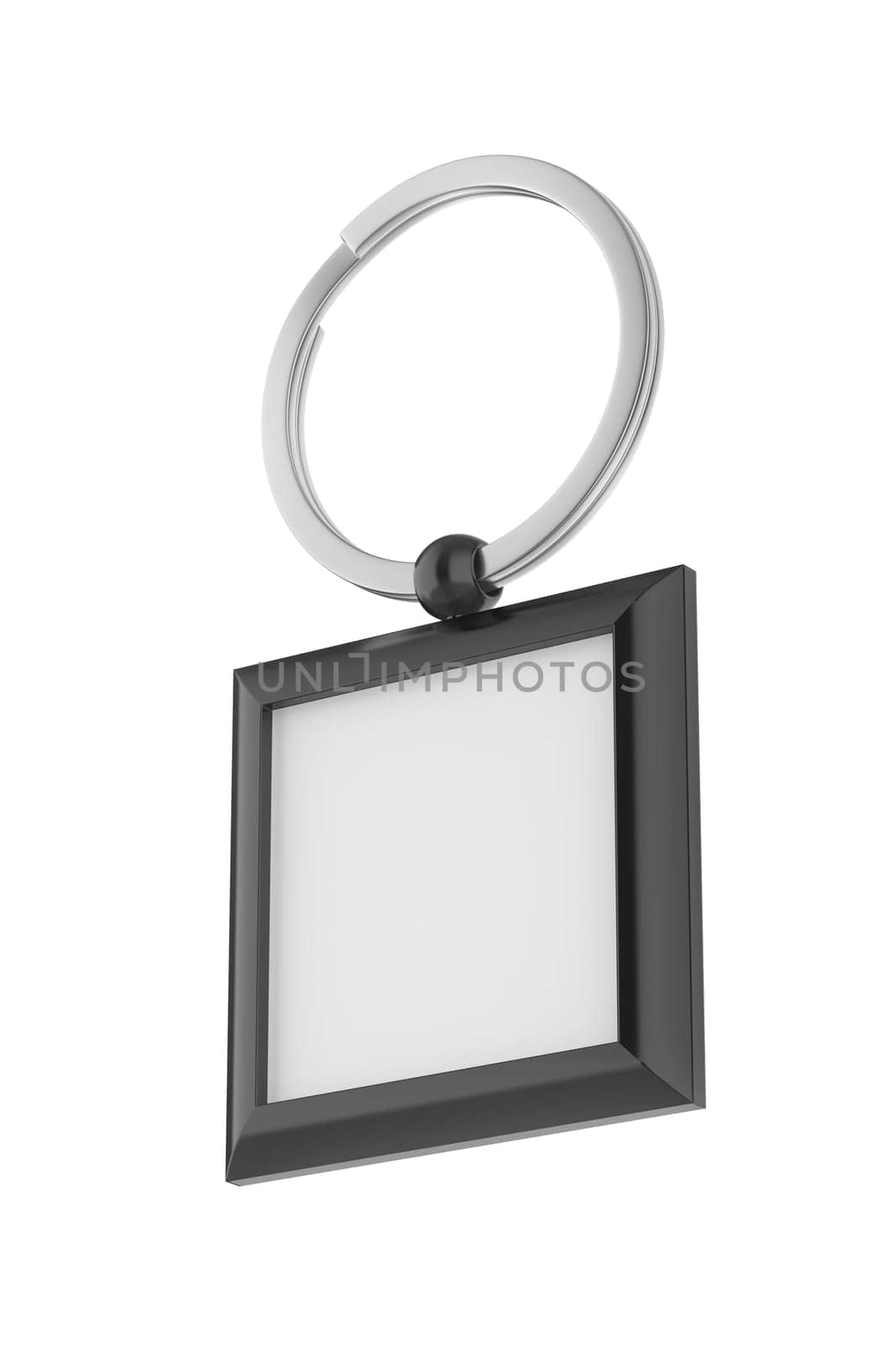 Plastic square keychain isolated on white background