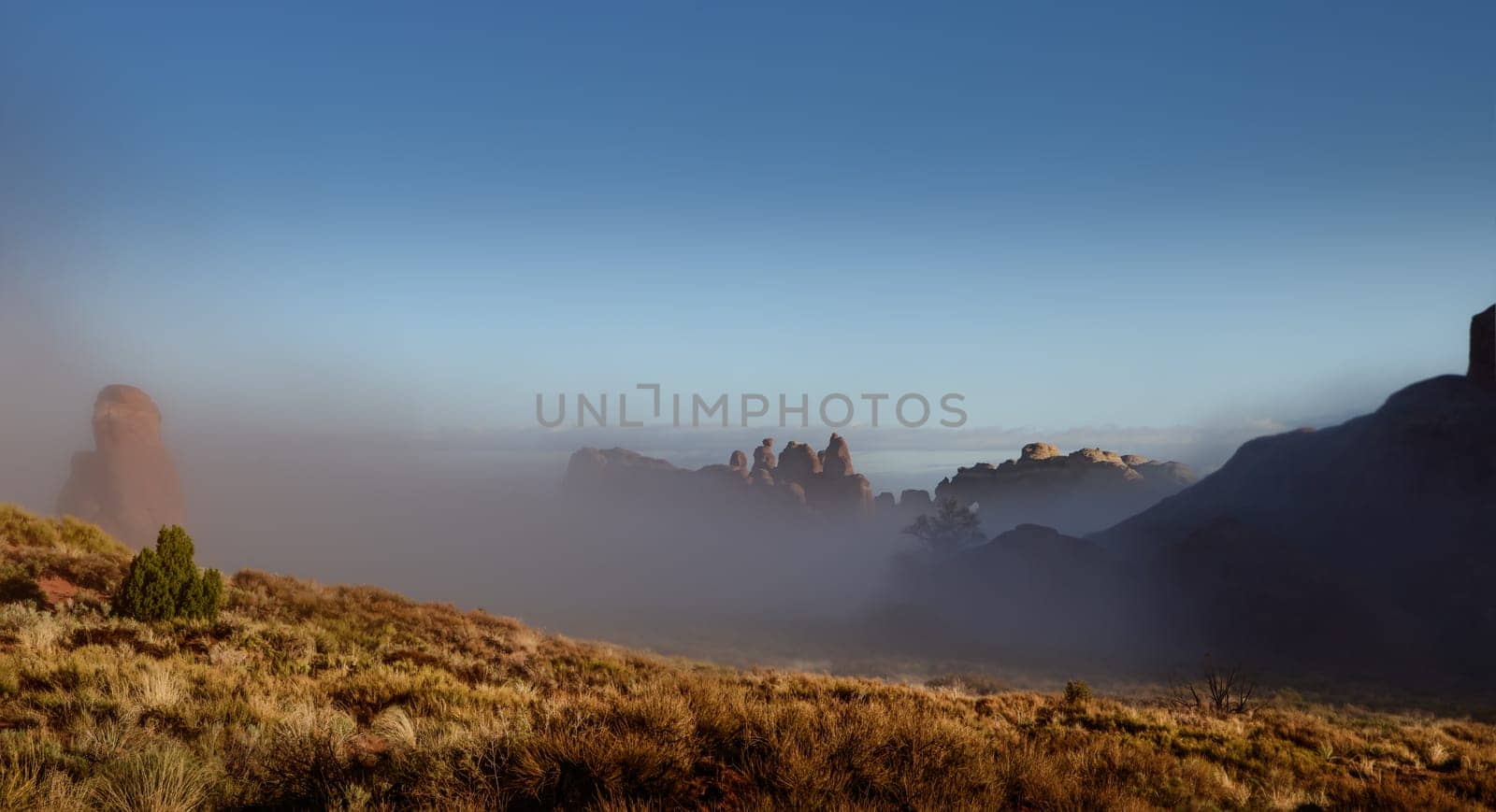 Arches National Park in Morning Fog