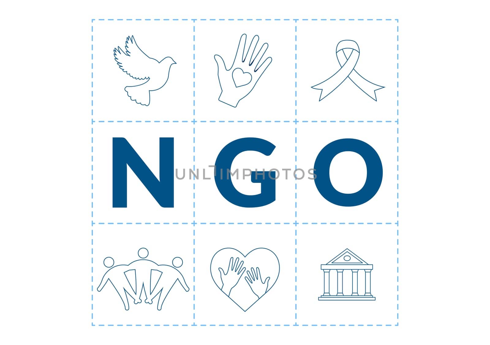 NGO or Non-Governmental Organization to Serve Specific Social and Political Needs in Template Hand Drawn Cartoon Flat Illustration