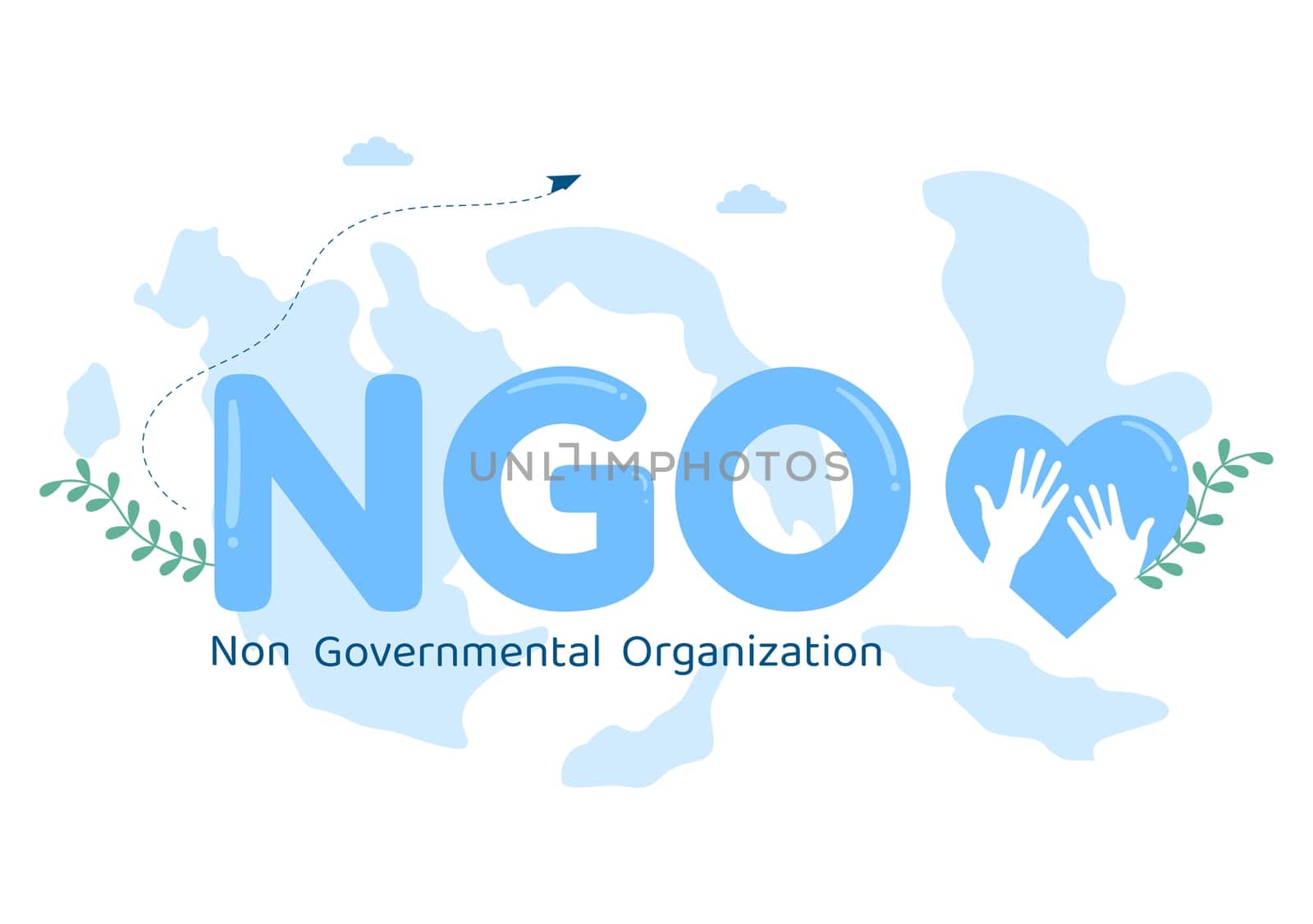 NGO or Non-Governmental Organization to Serve Specific Social and Political Needs in Template Hand Drawn Cartoon Flat Illustration