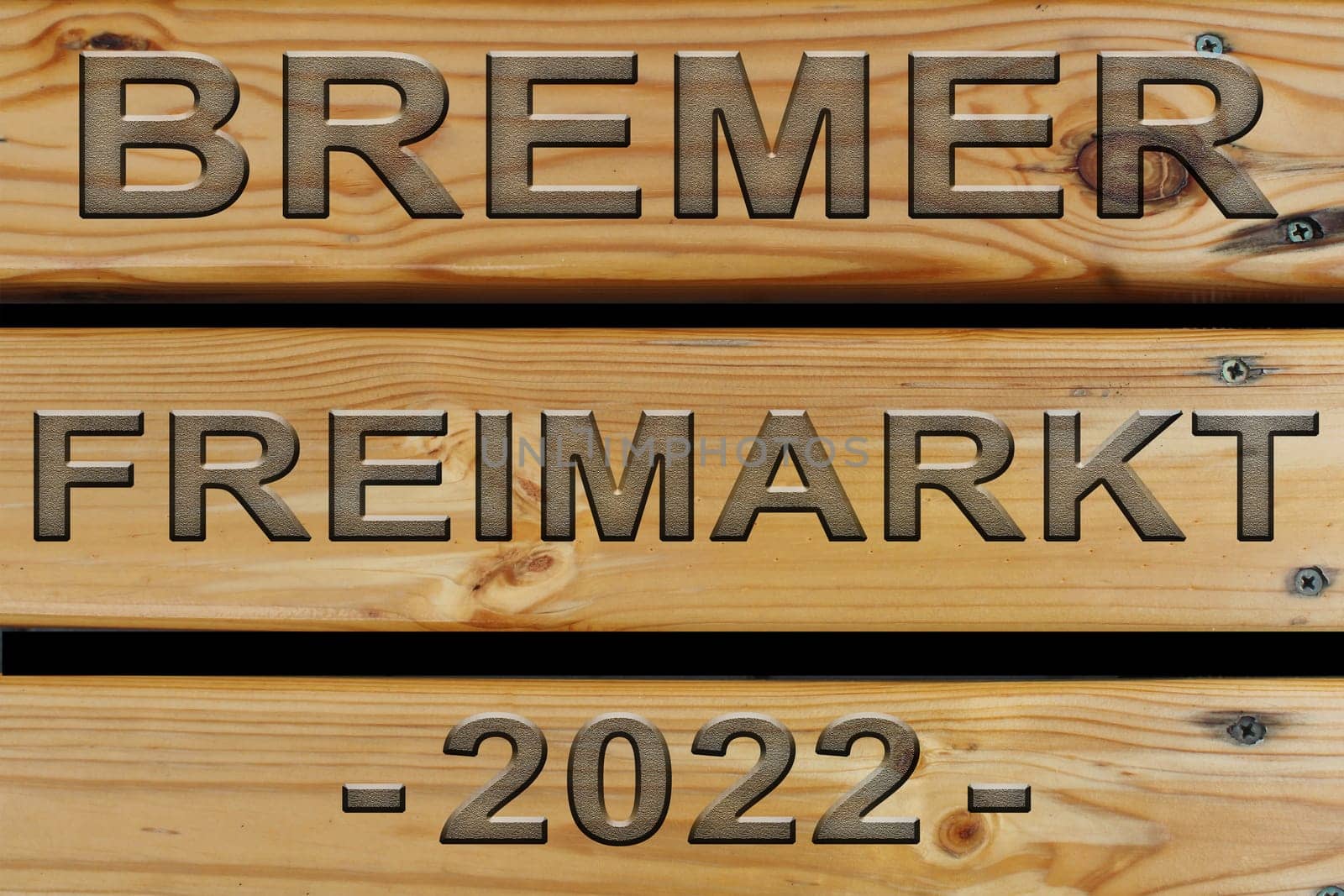 Three boards with an inscription in German. Translation Bremen free market.