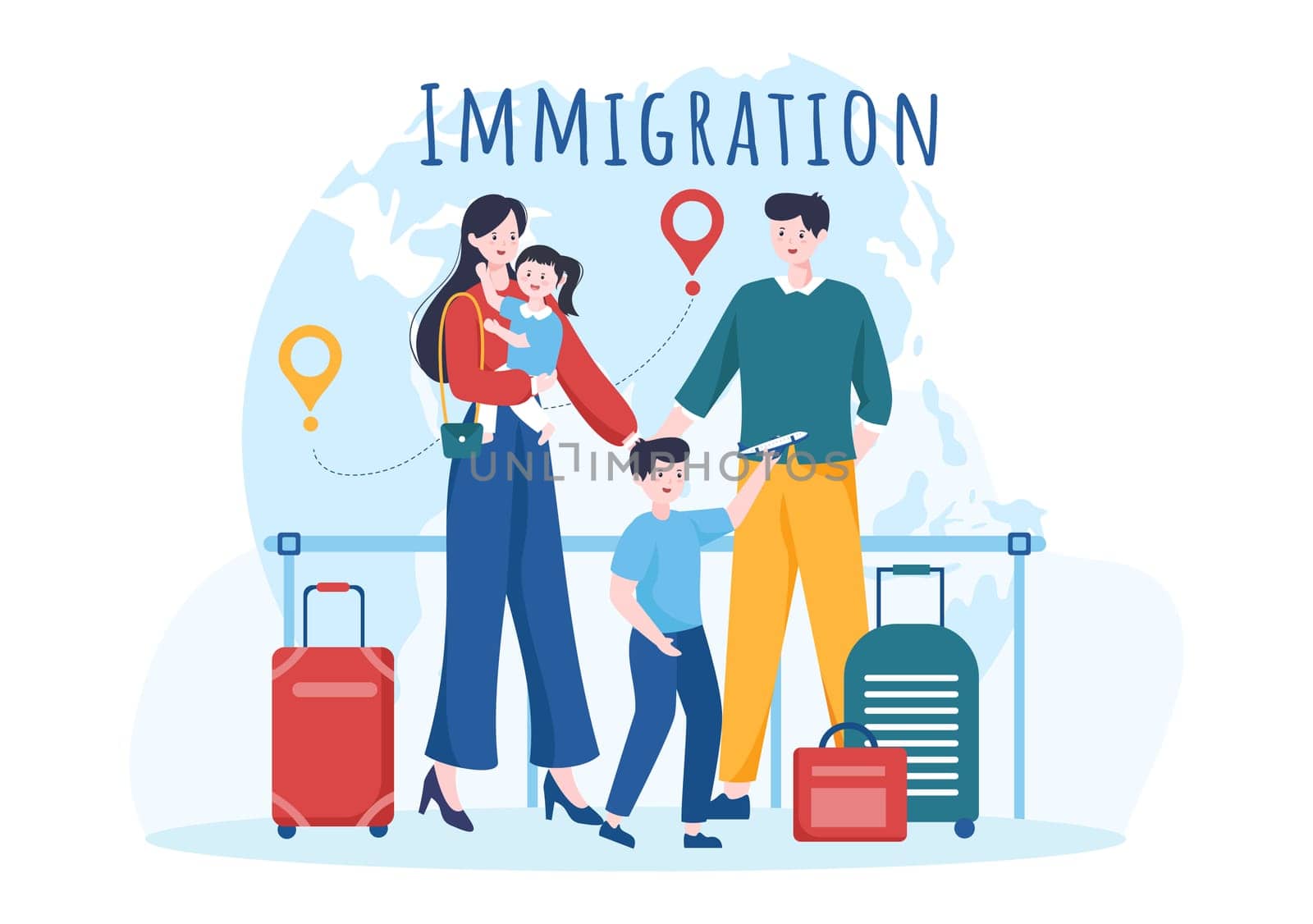 Immigration Template Hand Drawn Cartoon Flat Illustration of Document with Visa and Passport for Moving to Another Country