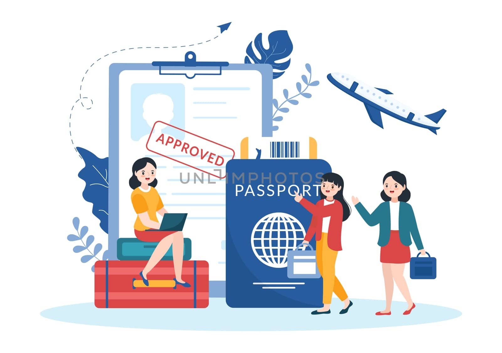 Immigration Template Hand Drawn Cartoon Flat Illustration of Document with Visa and Passport for Moving to Another Country