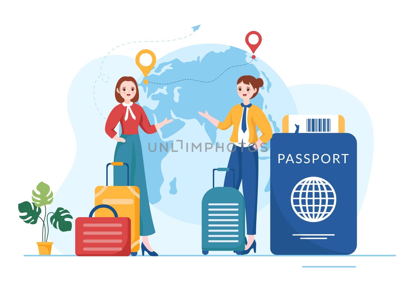 Immigration Template Hand Drawn Cartoon Flat Illustration of Document with Visa and Passport for Moving to Another Country