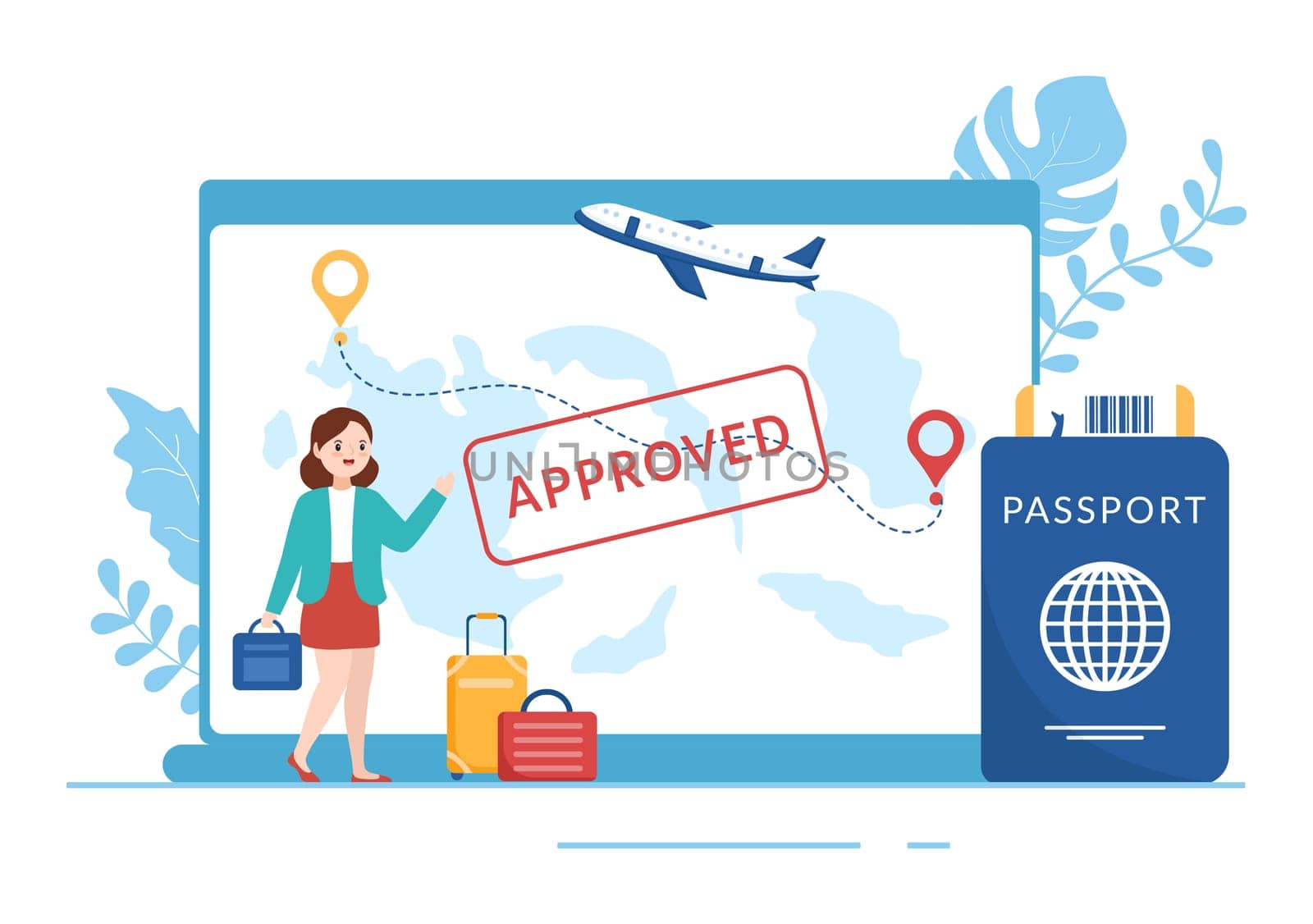 Immigration Template Hand Drawn Cartoon Flat Illustration of Document with Visa and Passport for Moving to Another Country
