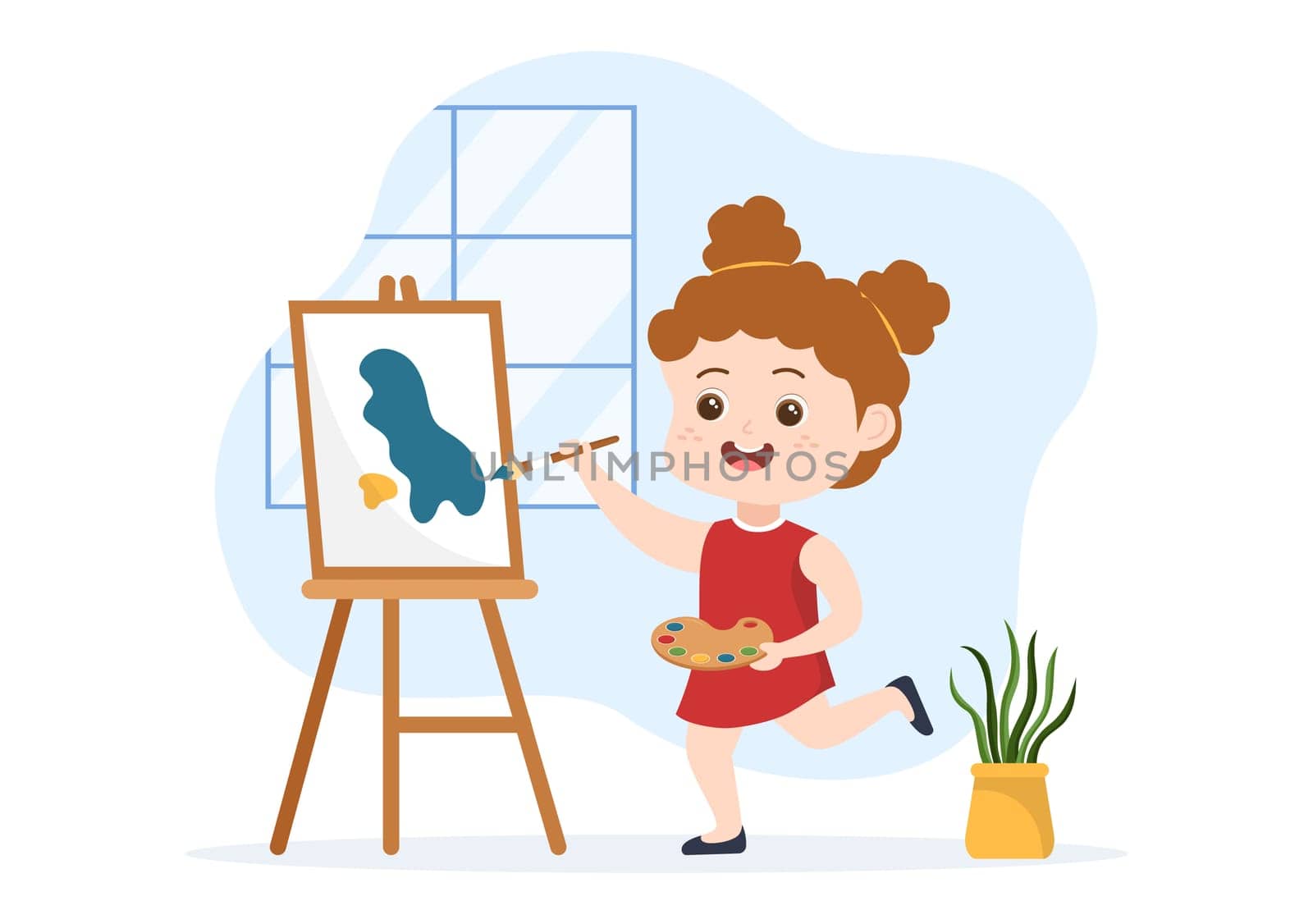Art School of Painting with Live Model or Object using Tools and Equipment in Template Hand Drawn Cartoon Flat Illustration