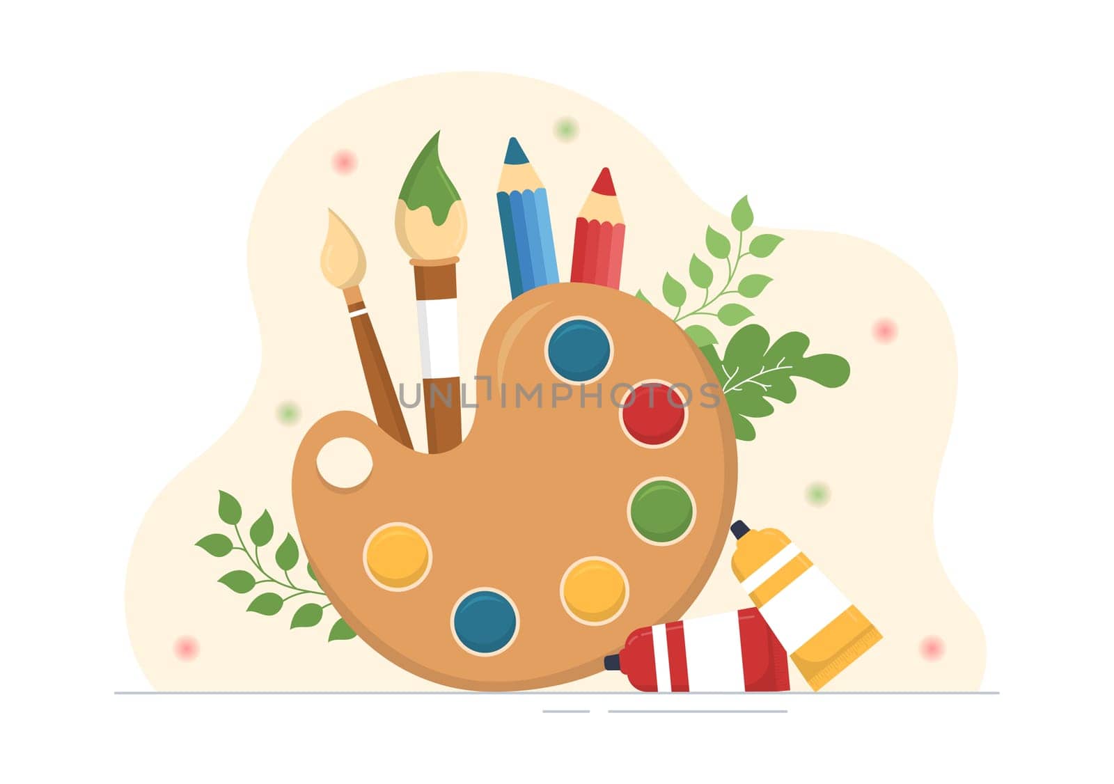 Art School of Painting with Live Model or Object using Tools and Equipment in Template Hand Drawn Cartoon Flat Illustration