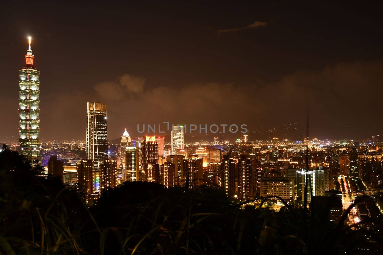 Skyline and Taipei 101 skyscraper in night Taipei, Taiwan