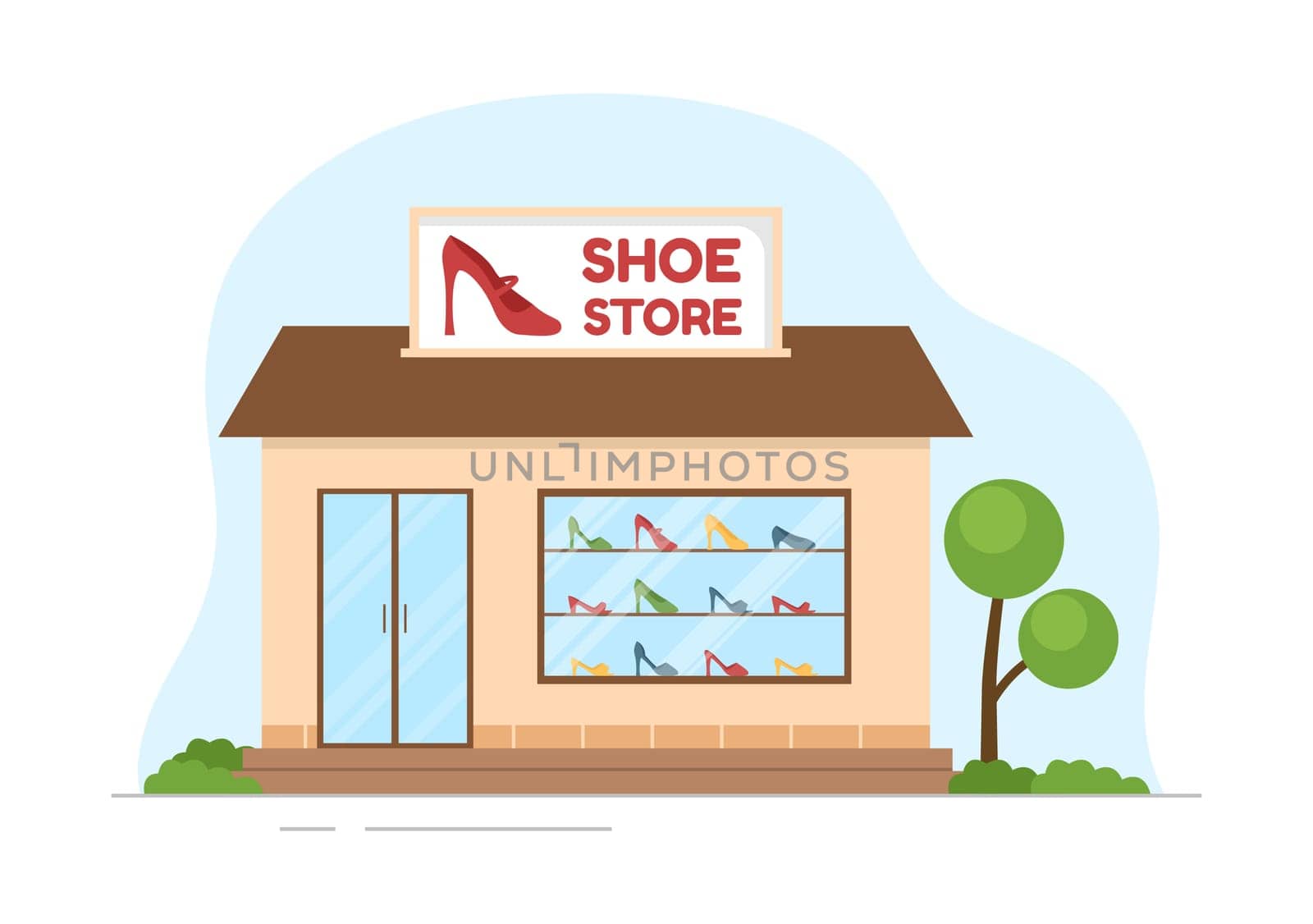 Shoe Store with New Collection Men or Women Various Models or Colors of Sneakers and High Heels in Flat Cartoon Hand Drawn Templates Illustration