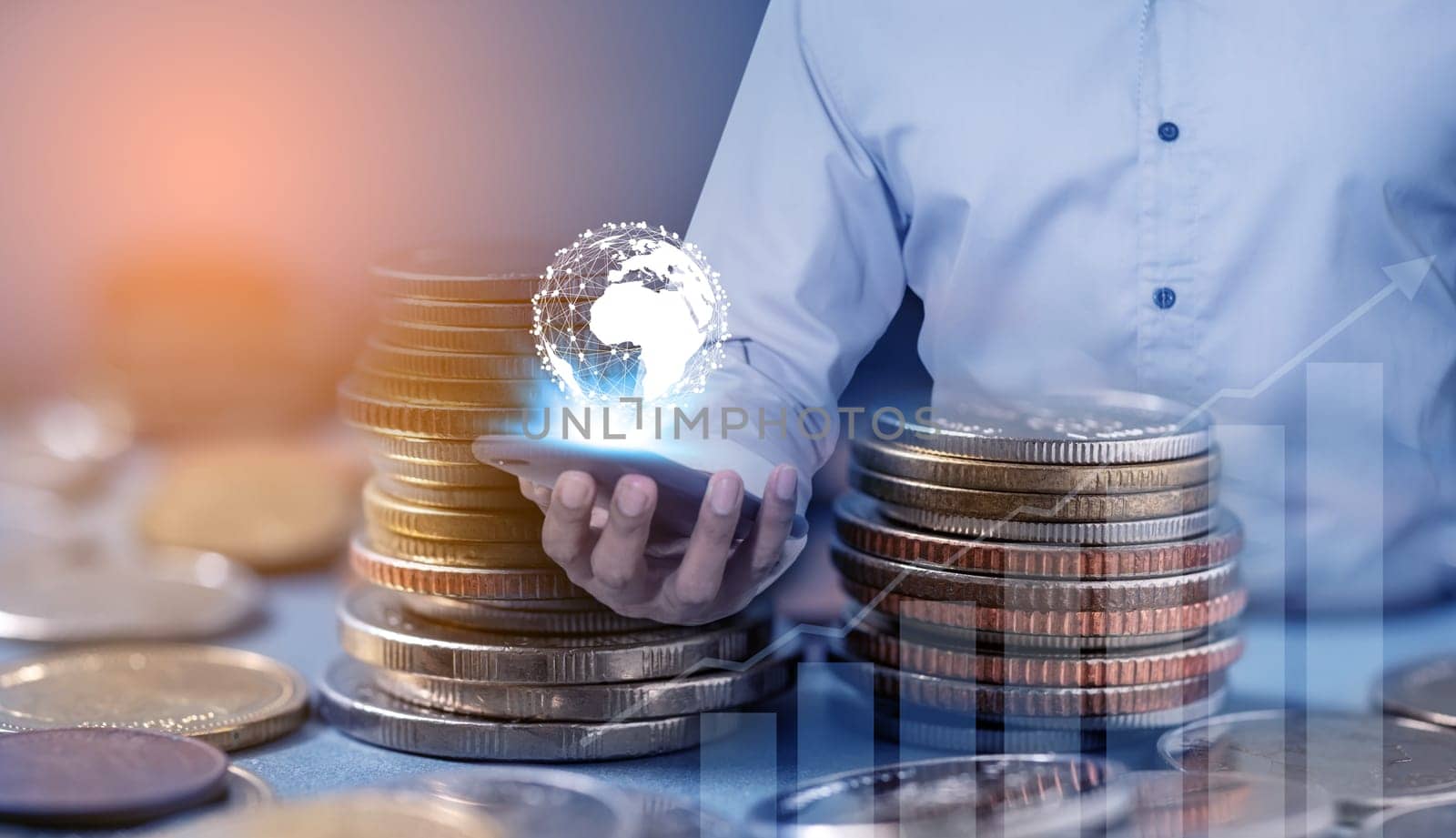 Duoble Exposure, Internet Banking Savings Concept, Online Investment Savings, Online Stock Investors, Internet Financial Transactions, Save Monney for Investors Using Internet to Trade Stocks or Trade Fund