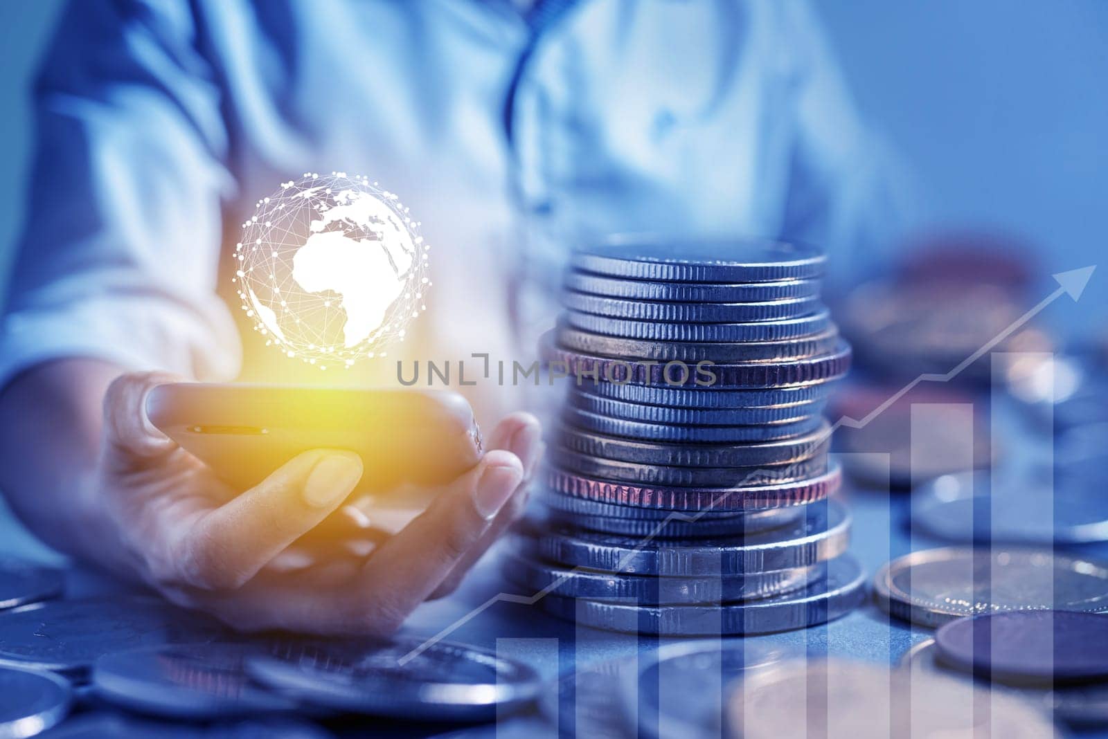 Duoble Exposure, Internet Banking Savings Concept, Online Investment Savings, Online Stock Investors, Internet Financial Transactions, Save Monney for Investors Using Internet to Trade Stocks or Trade Fund