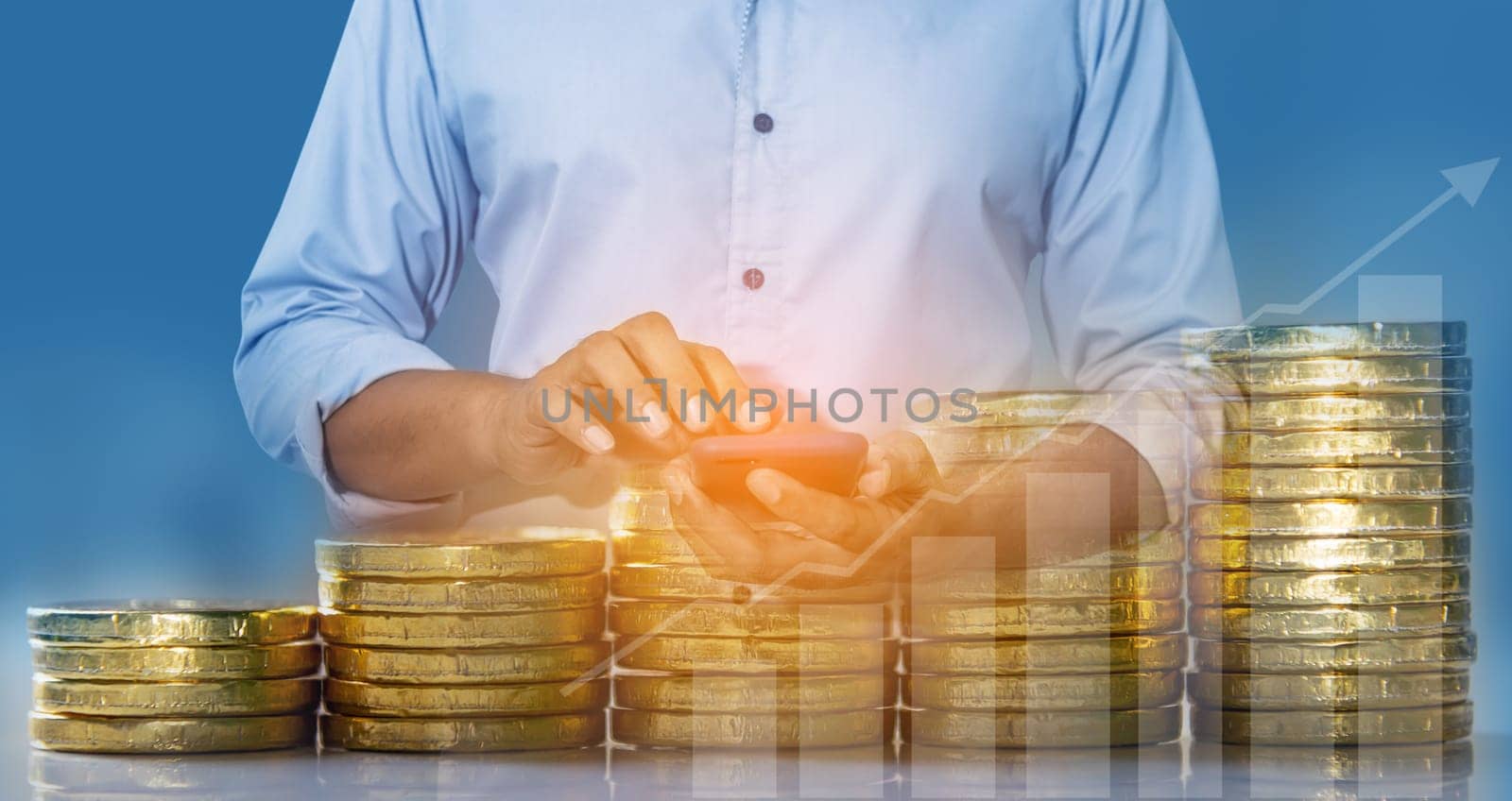 Duoble Exposure, Internet Banking Savings Concept, Online Investment Savings, Online Stock Investors, Internet Financial Transactions, Save Monney for Investors Using Internet to Trade Stocks or Trade Fund