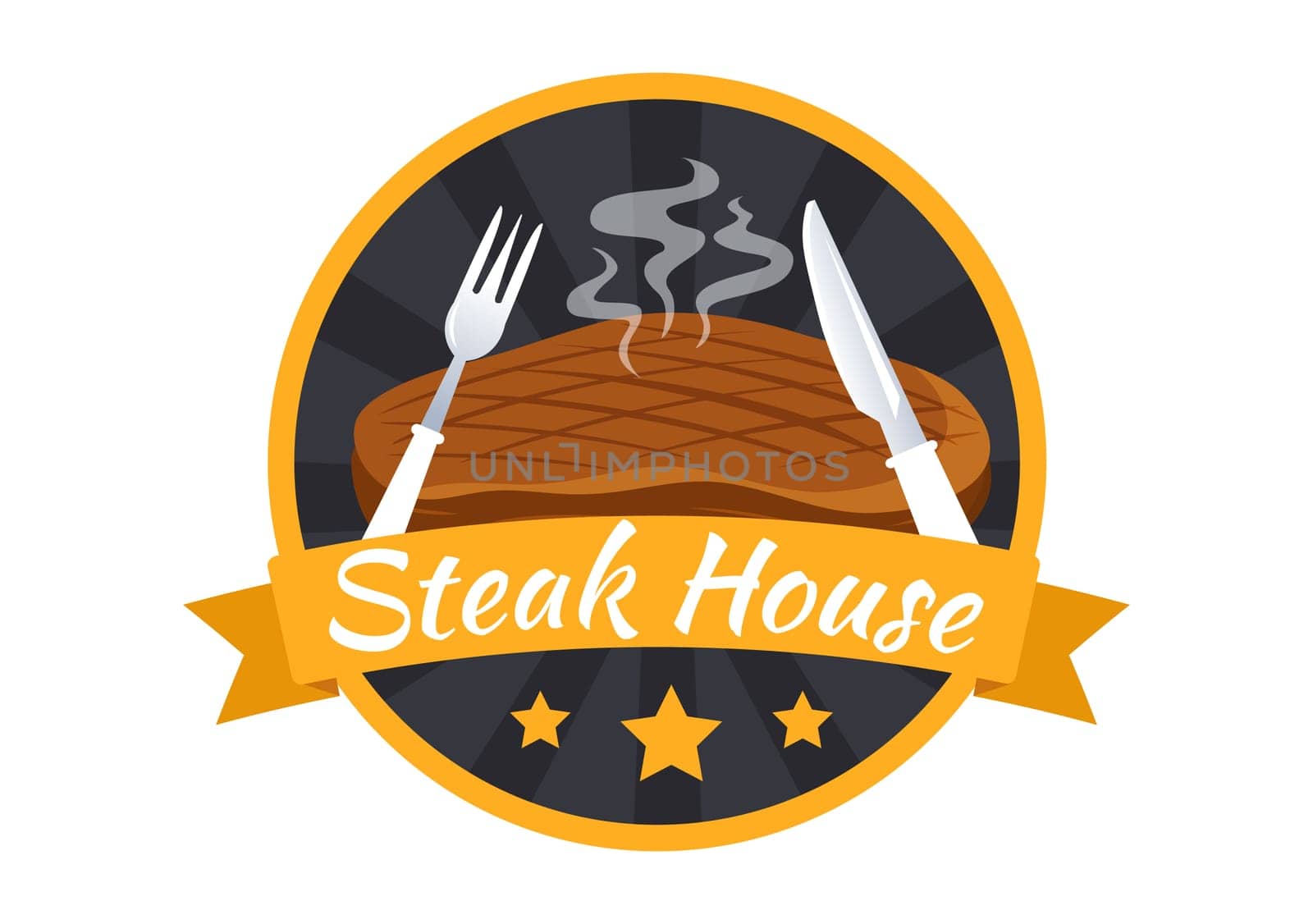 Steakhouse of Grilled Meat with Juicy Delicious Steak, Salad and Tomatoes for Barbecue in Flat Cartoon Hand Drawn Template Illustration