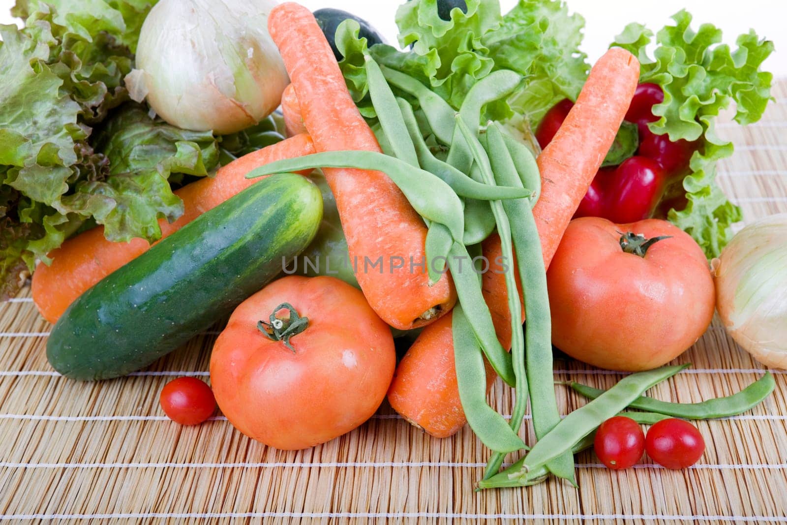 Fresh vegetables on wooden table
