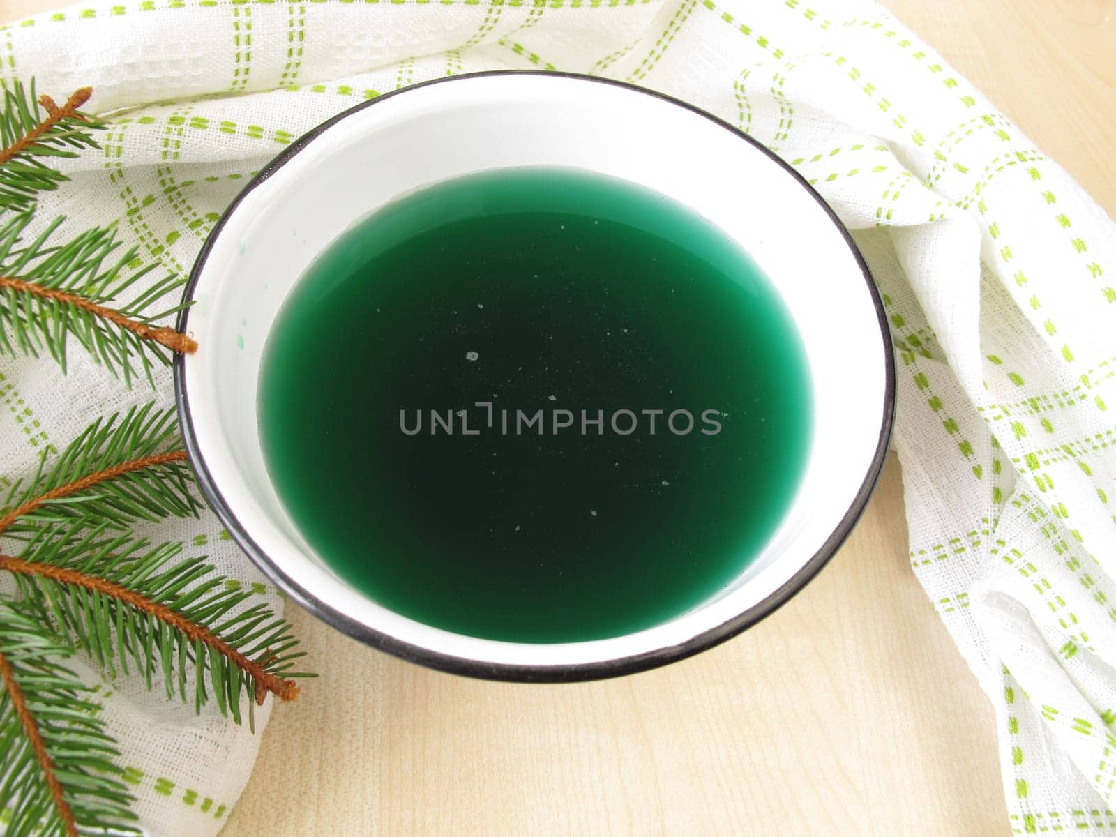 Spruce needle steam bath