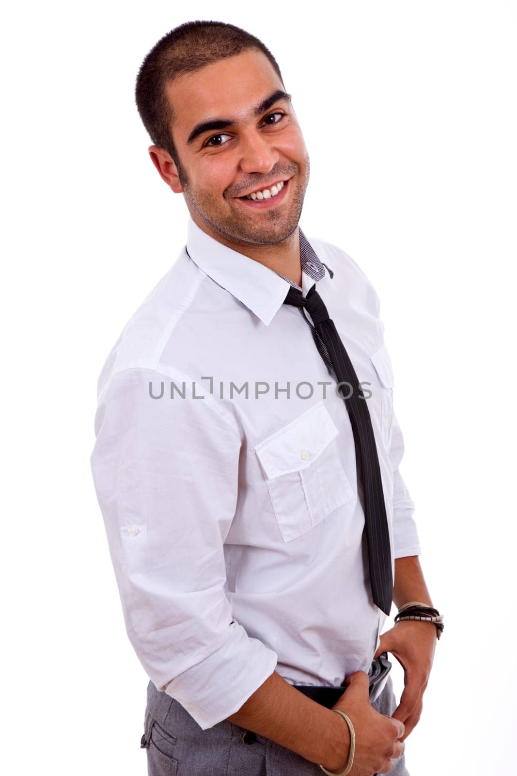 young business man portrait in white background