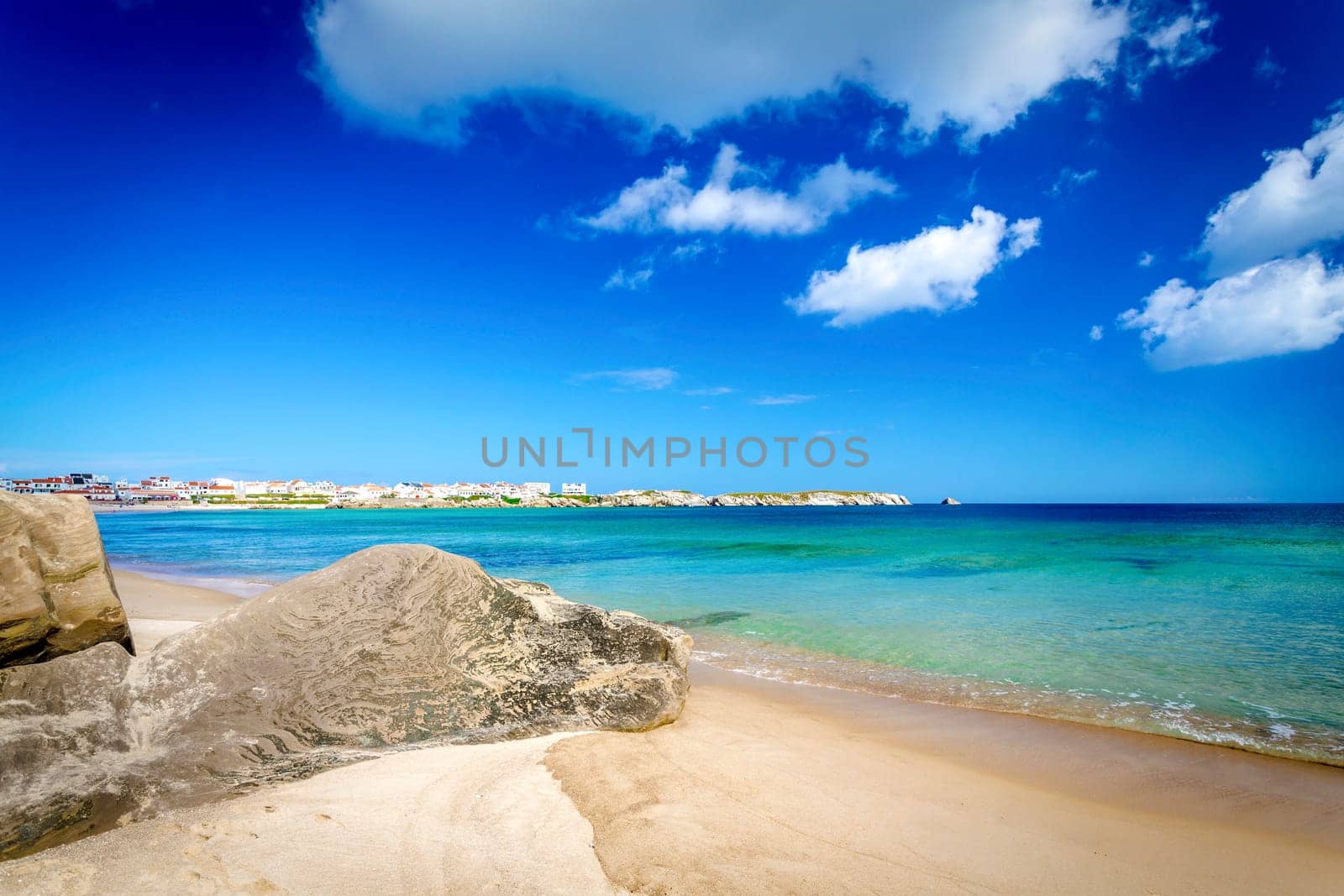 Blue sky and ocean beach in Portugal