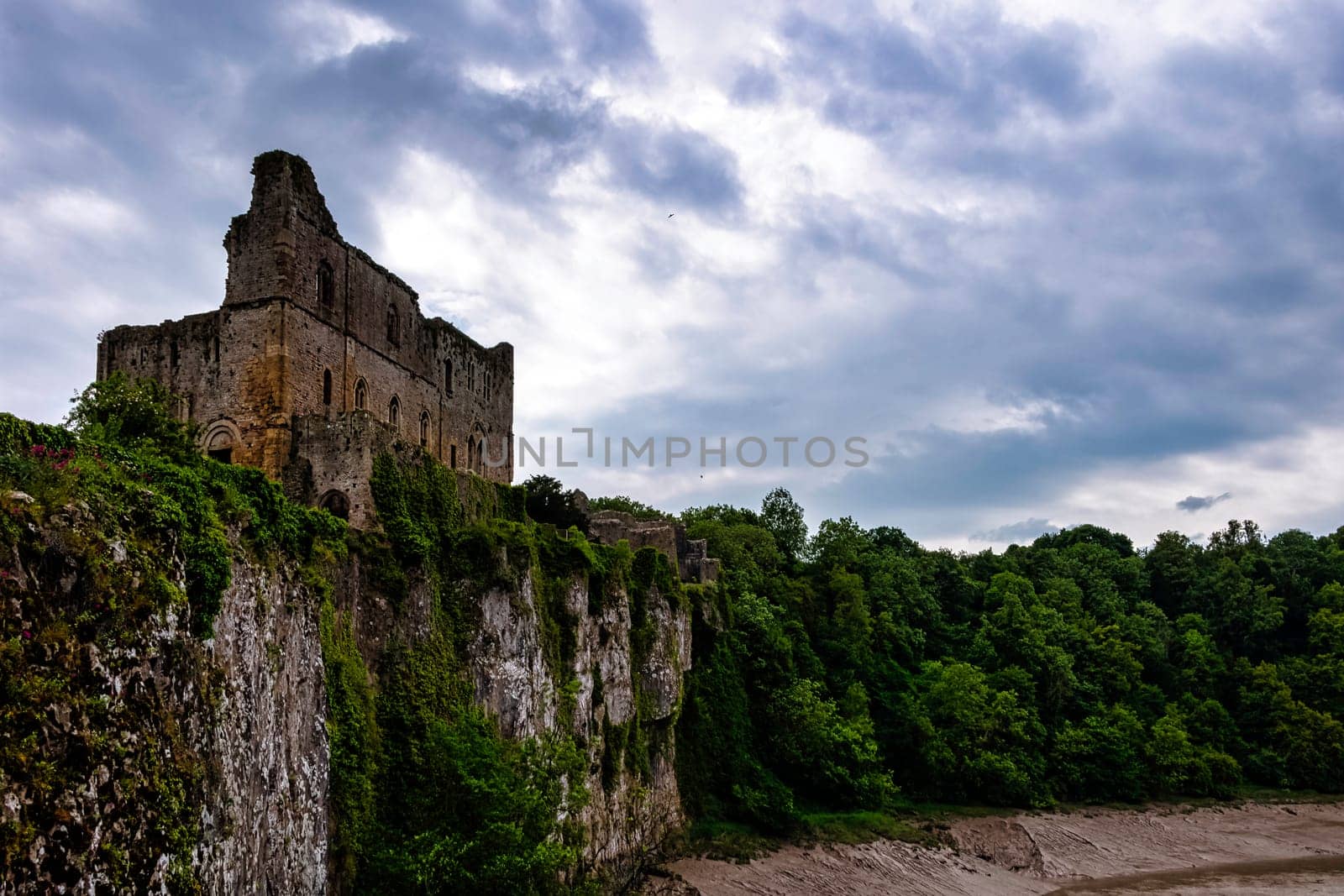 Remains of Chepstow Castle (Castell Cas-gwent) at Chepstow, Monmouthshire, Wales, United Kingdom