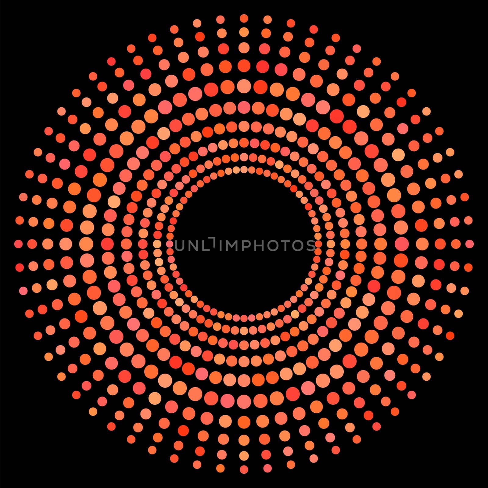 Red Dotted Circle Isolated on White Background. Halftone Icon.