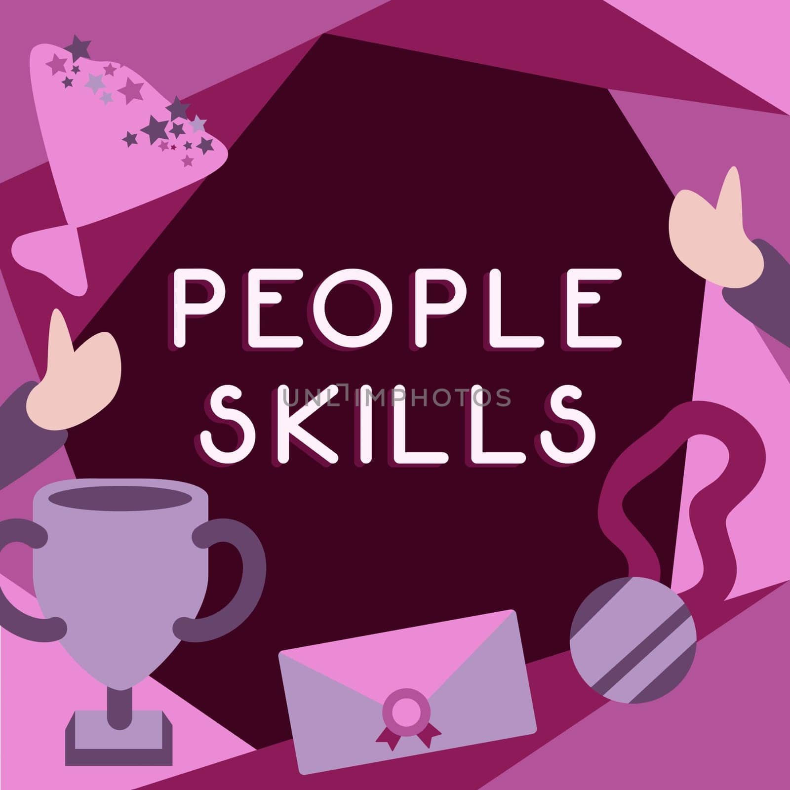 Conceptual display People Skills, Business overview Get Along well Effective Communication Rapport Approachable