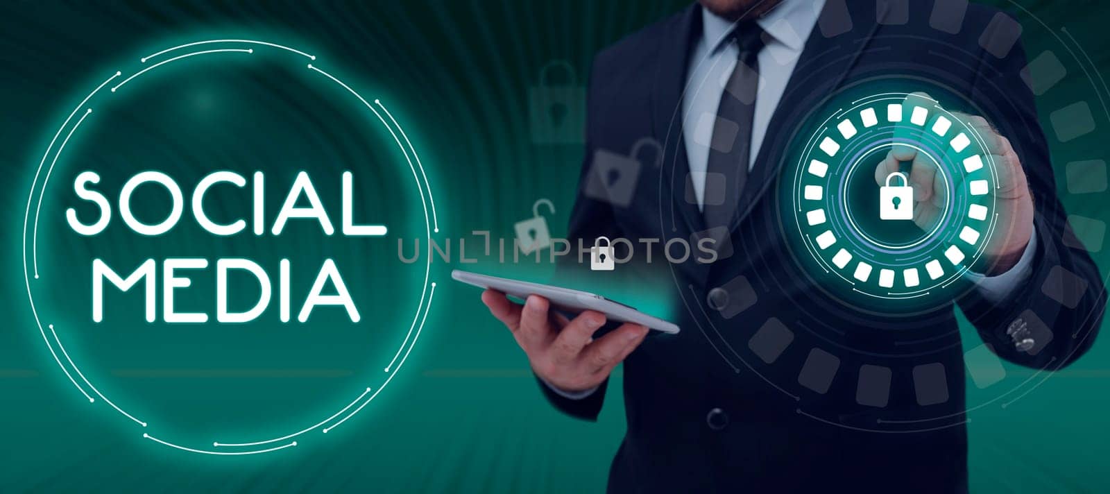 Text sign showing Social Media, Business idea Online communication channel Networking Microblogging