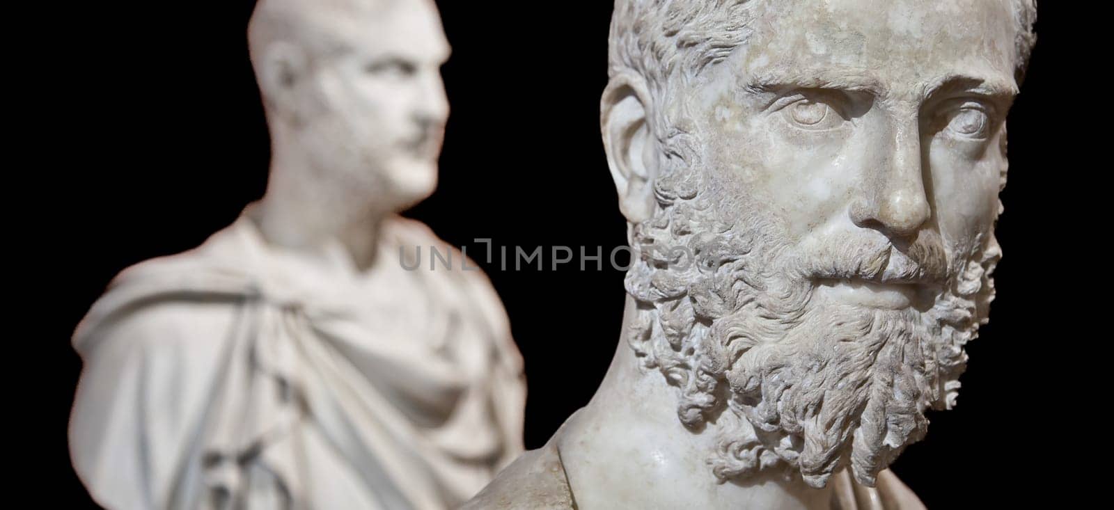 Close up of a male statue, modern copy of a Greek original. Good for museum concepts.