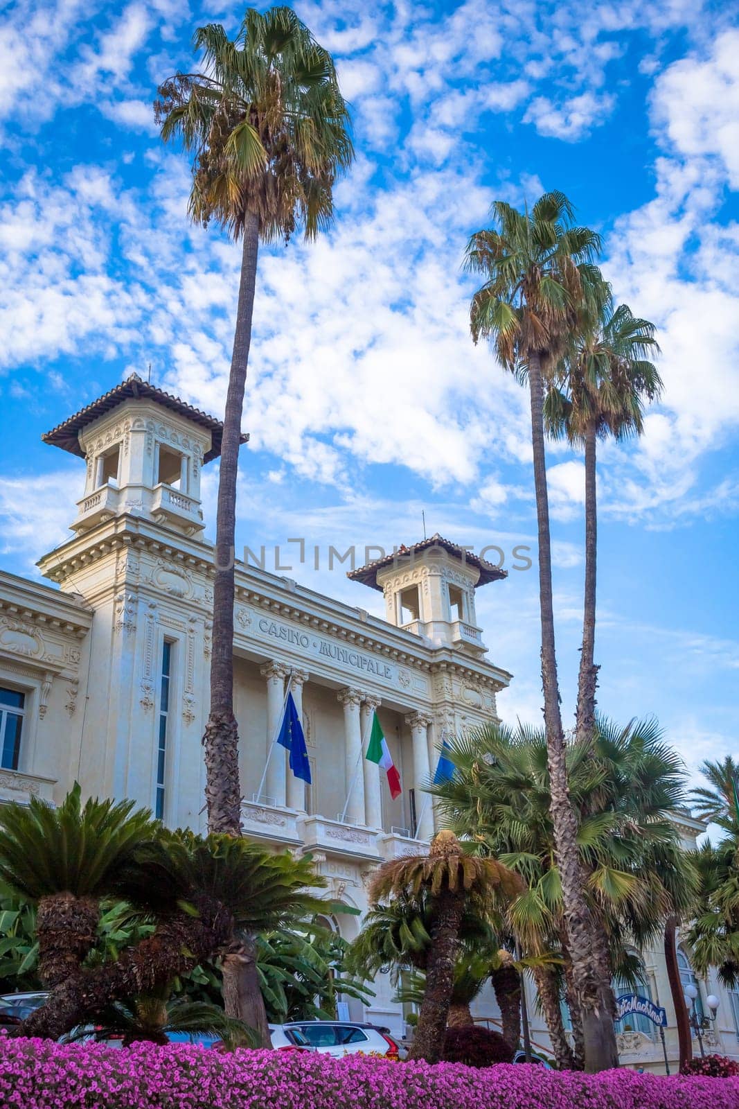 SANREMO, ITALY - CIRCA AUGUST 2020: view of the Sanremo Casino, one of the main landmarks of the city and Liguria Region
