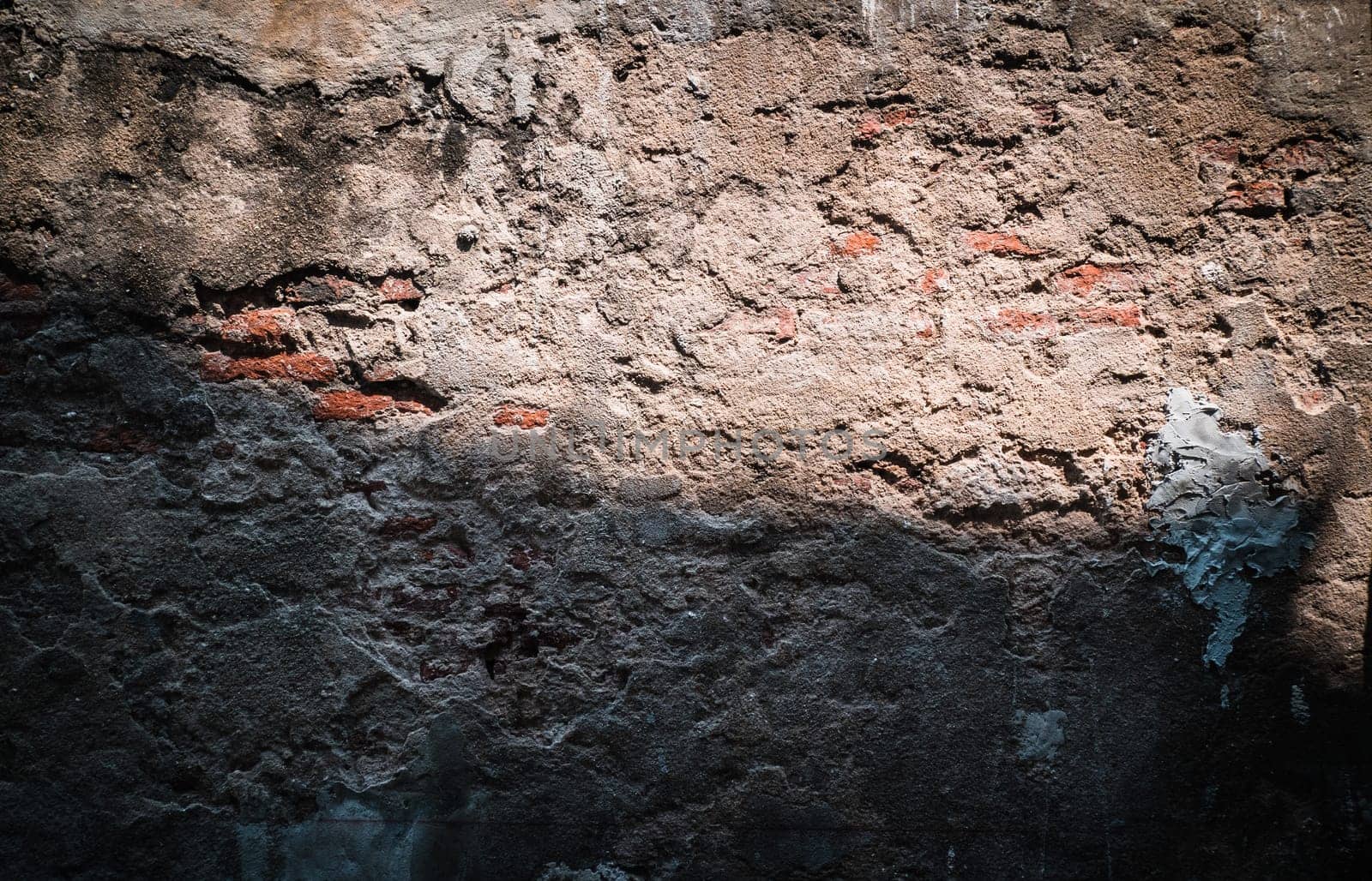 Background of old cement grunge Old red brick wall damaged background wall