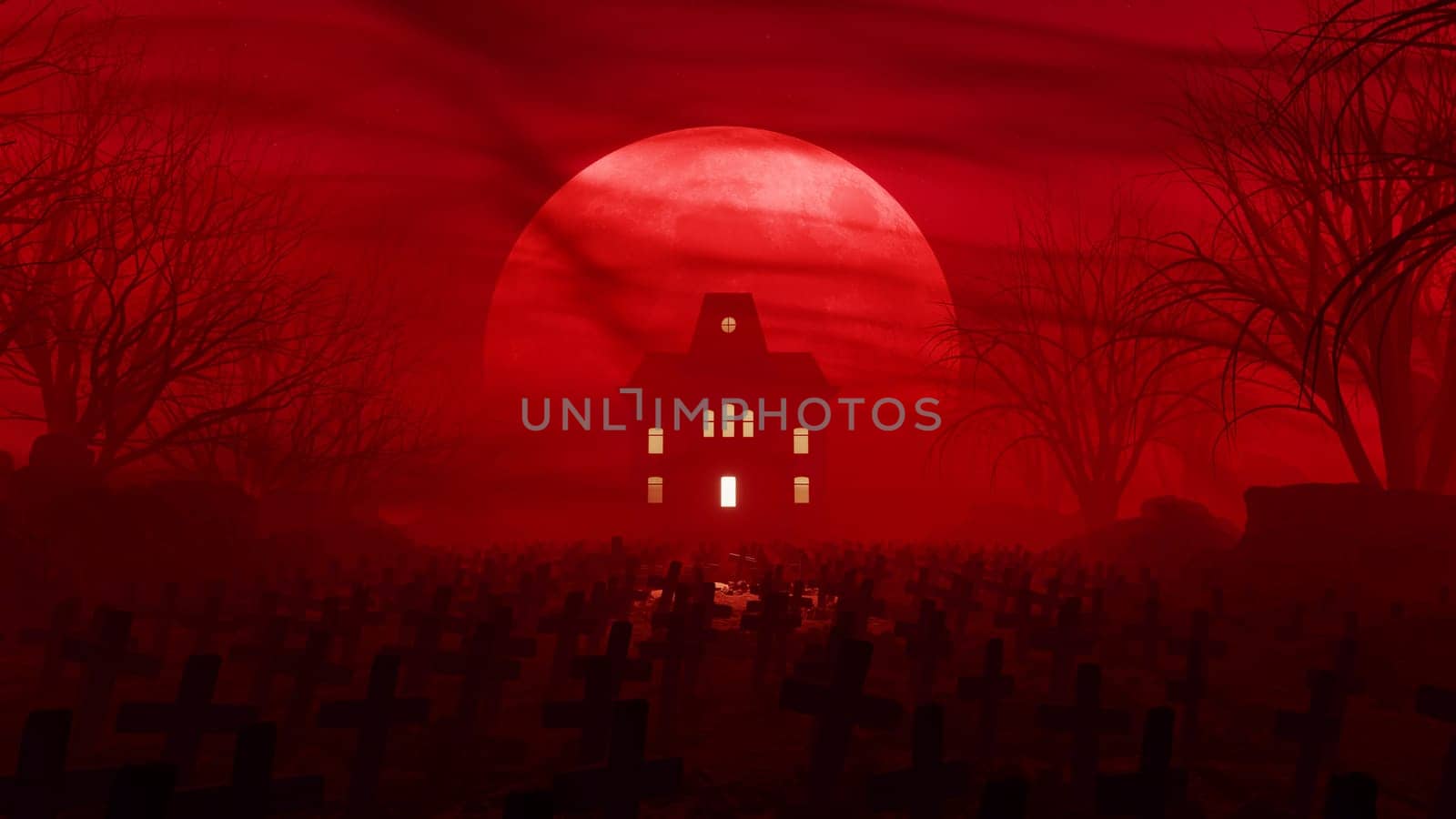 3D illustration Background for advertising and wallpaper in scary and horror scene. 3D rendering in decorative concept.