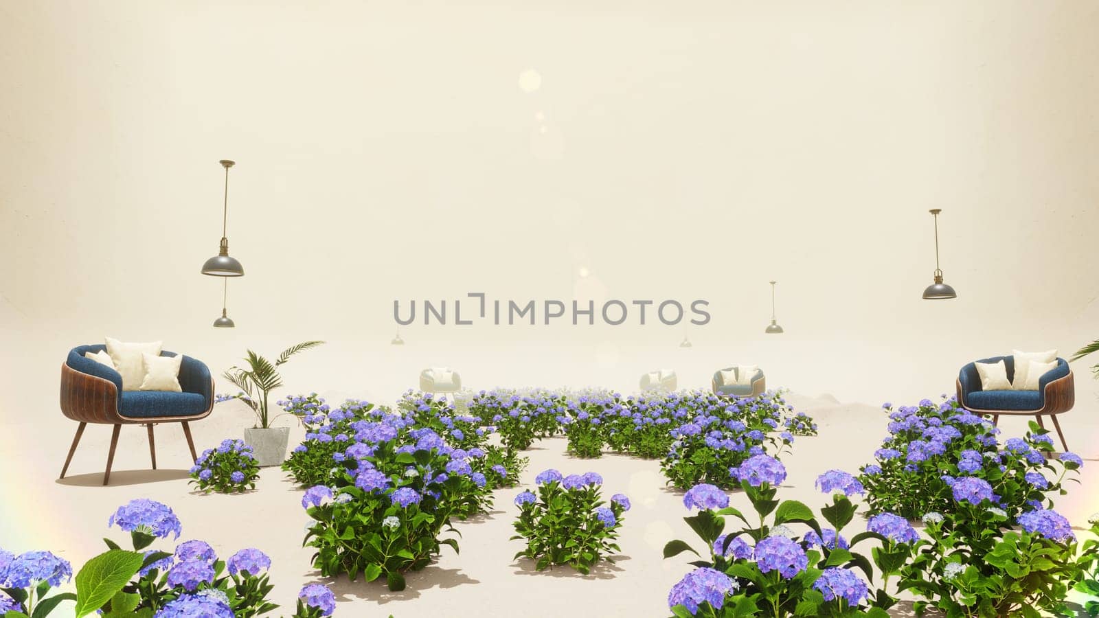 3D illustration Background for advertising and wallpaper in nature and summer scene. 3D rendering in decorative concept.