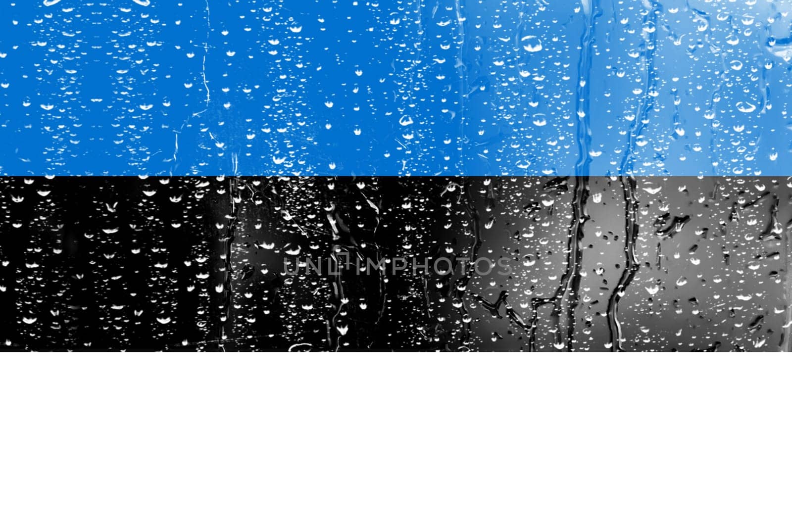 3D Flag of Estonia on a glass with water drop background.
