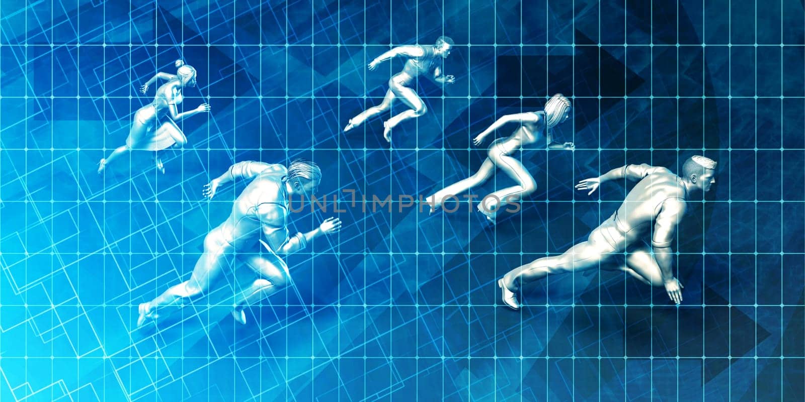 Empowered Business Team of People Running Together