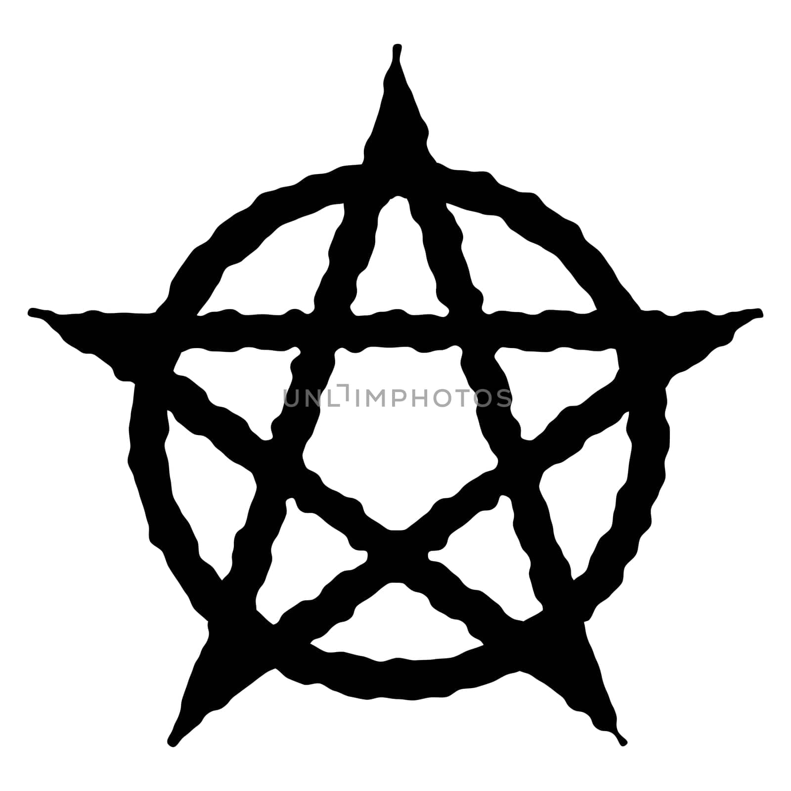 Pentagram sign five pointed star icon. Magical symbol of faith. Simple flat black illustration.