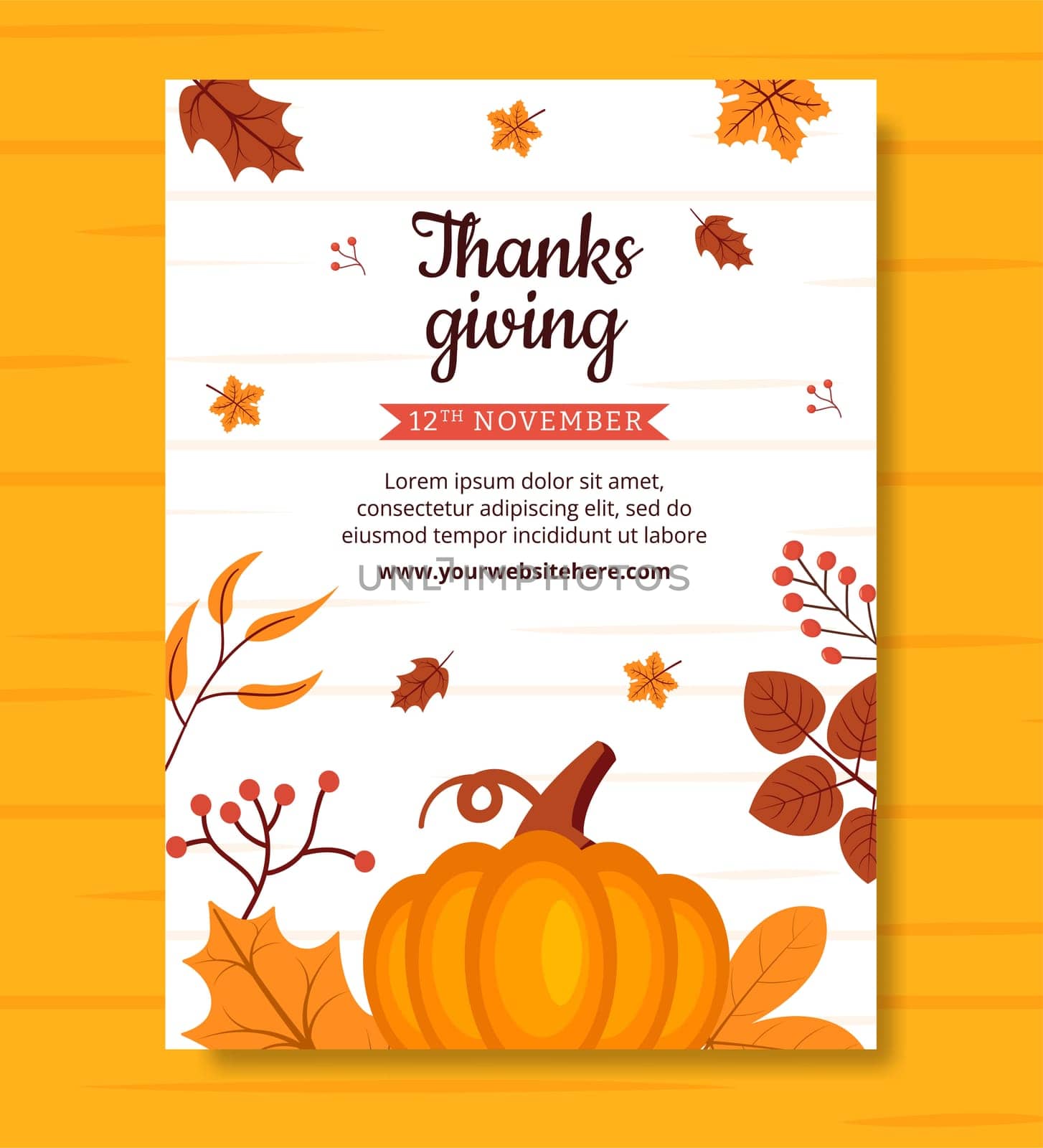 Happy Thanksgiving Celebration Poster Flat Cartoon Hand Drawn Templates Illustration