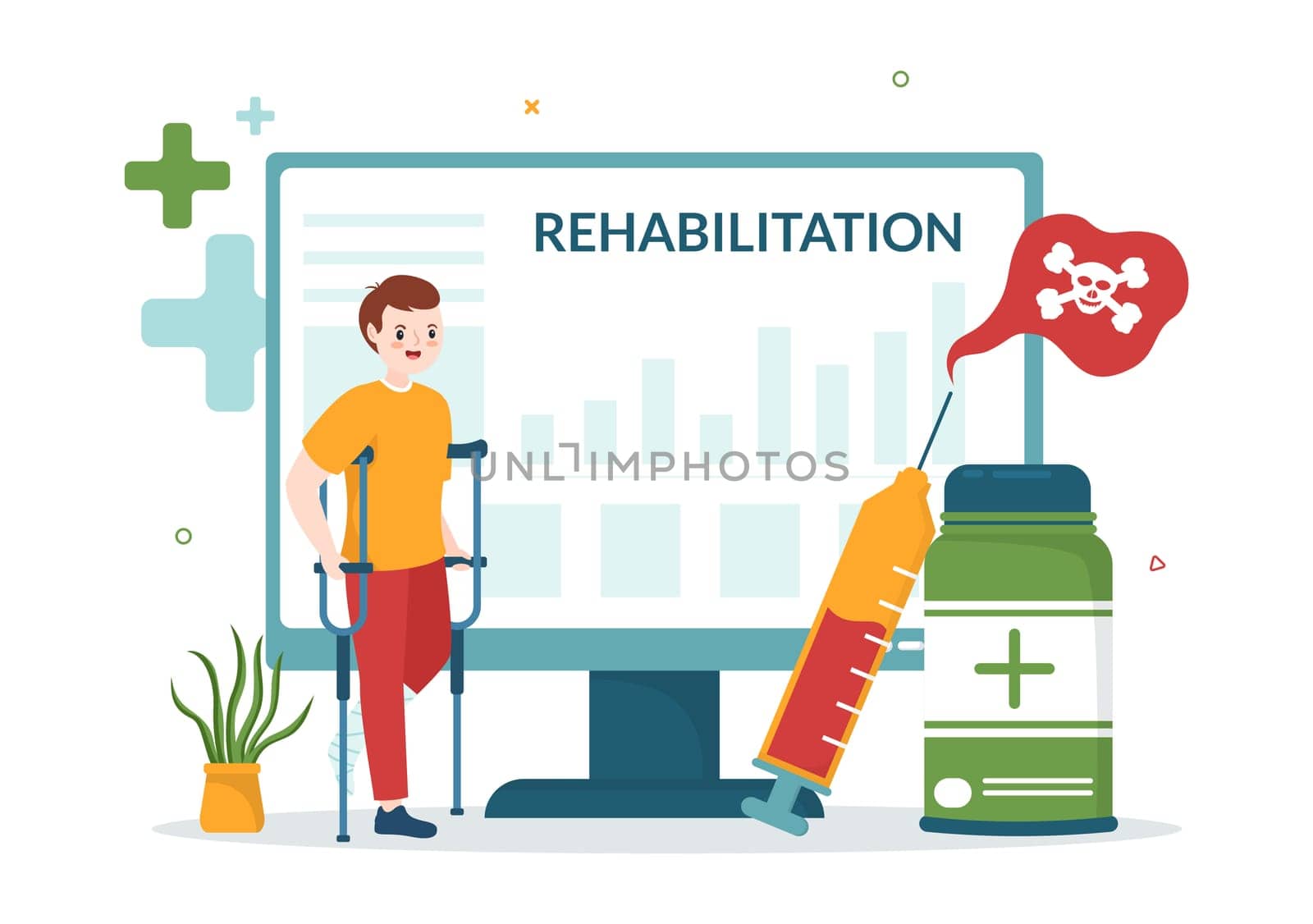 Rehabilitation Flat Cartoon Hand Drawn Templates Illustration with Doctor Helping Patient Orthopedic Physiotherapy, Physical Activity and Healthcare