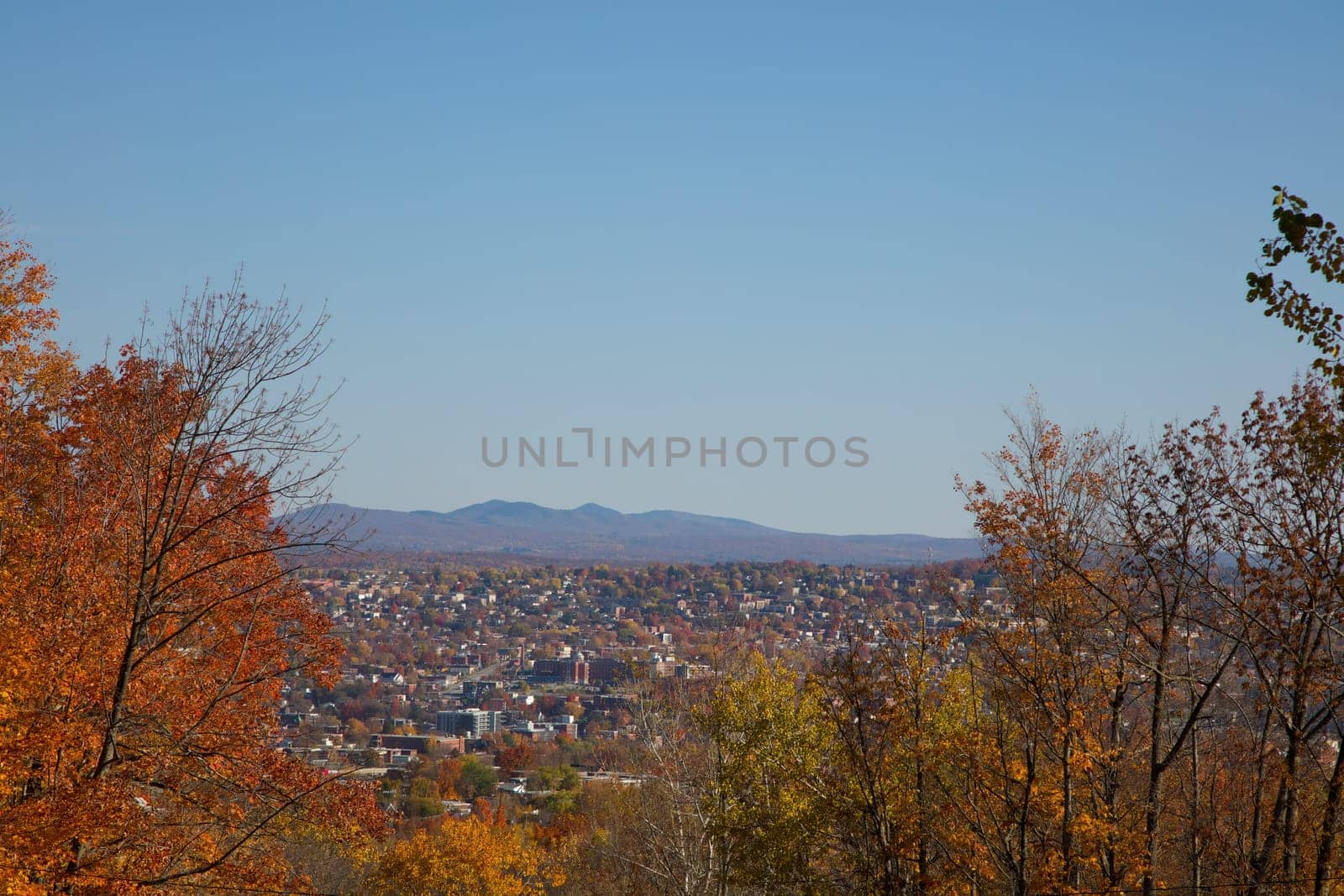Sherbrooke city in Quebec, Canada Eastern Townships downtown cityscape Mont-Bellevue view small city autumn landscape