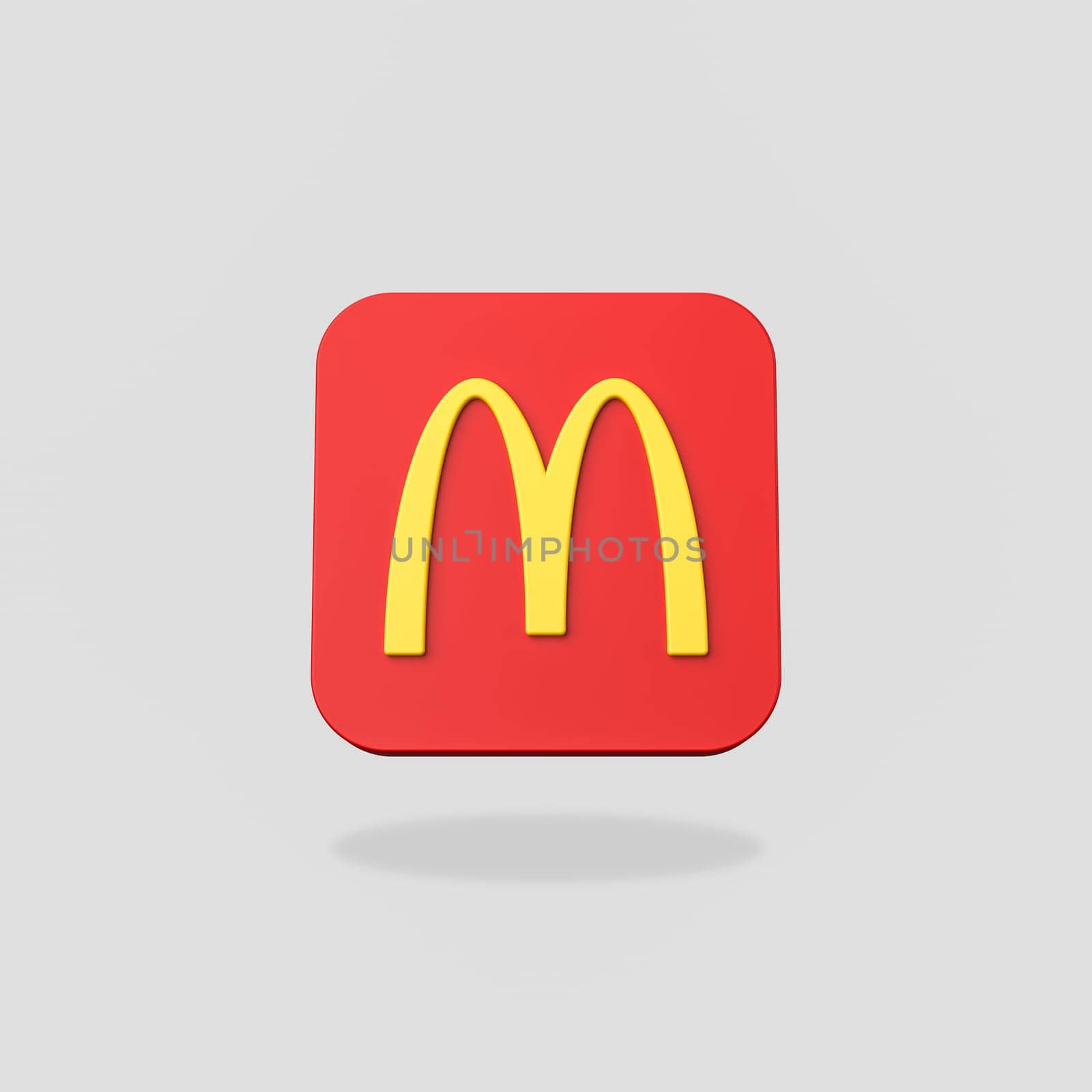 McDonalds Logo 3D Shape Isolated on Flat Gray Background with Shadow 3D Illustration