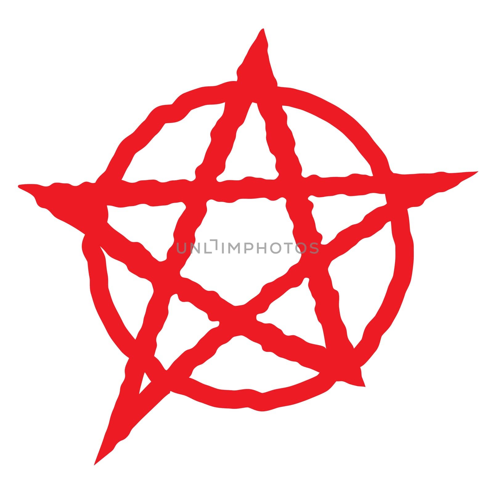 Pentagram sign five pointed star icon. Magical symbol of faith. Simple flat red illustration.